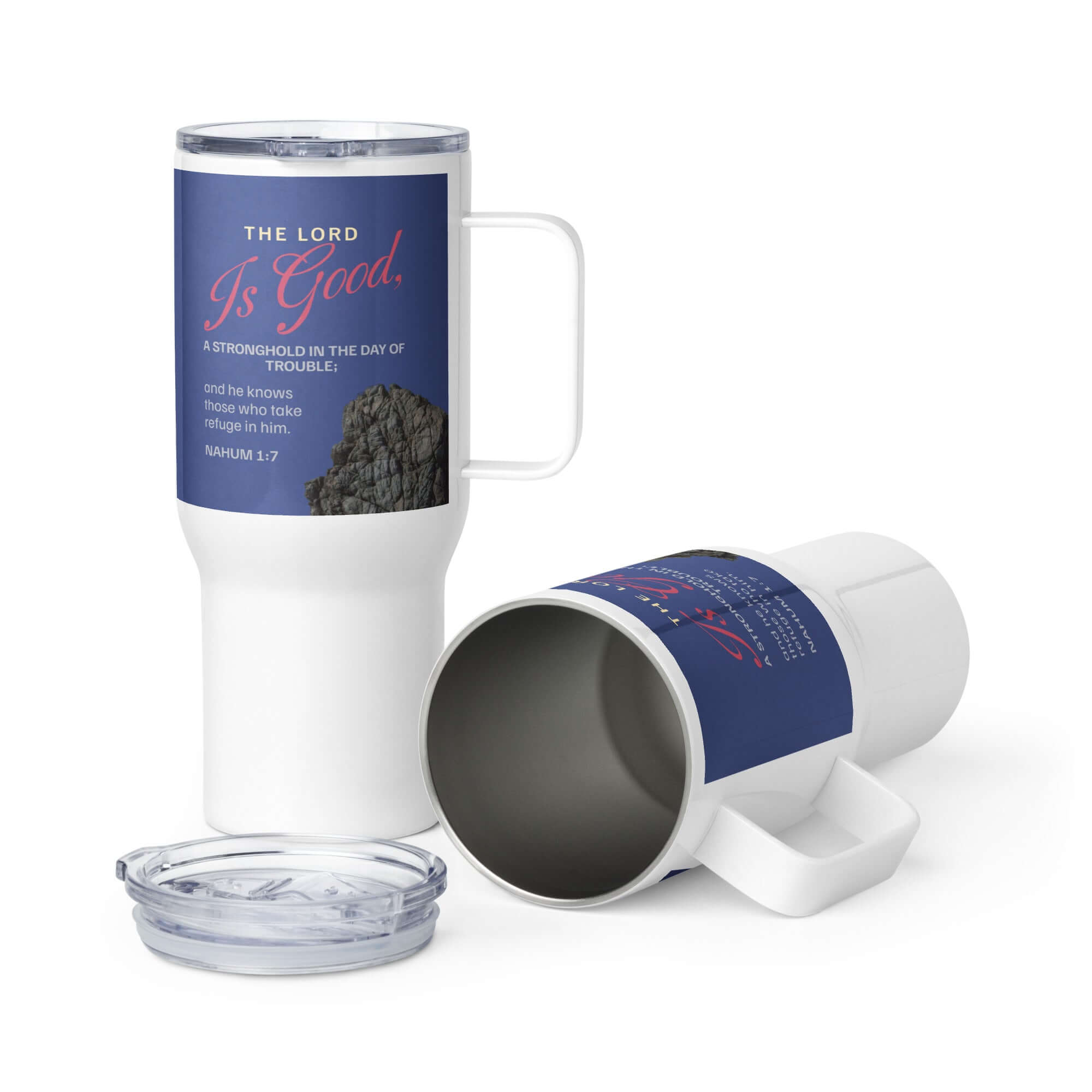Nahum 1:7 Bible Verse, The LORD is good Travel Mug with a Handle Default Title