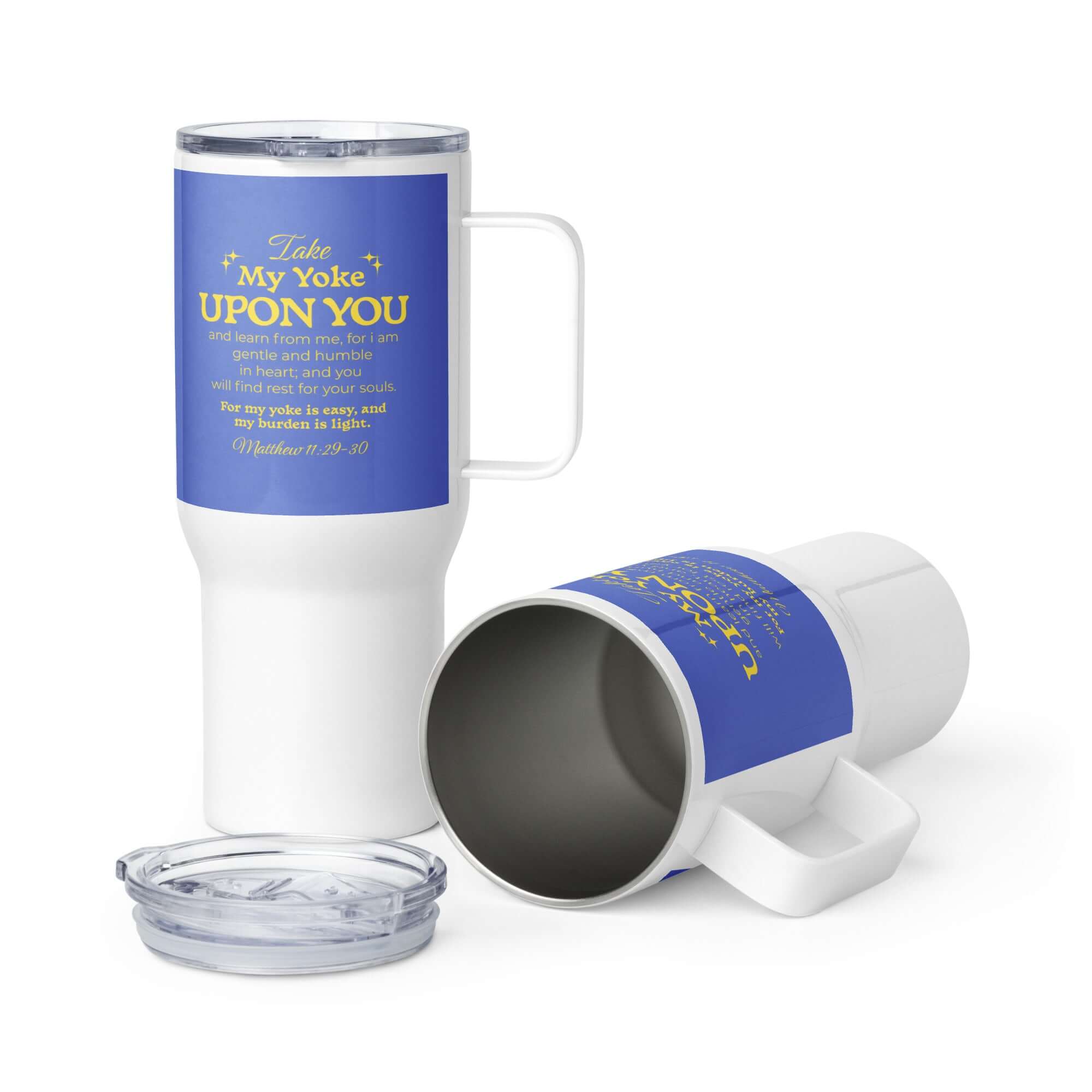 Matthew 11:29-30 Bible Verse, Take my yoke Travel Mug with a Handle Default Title