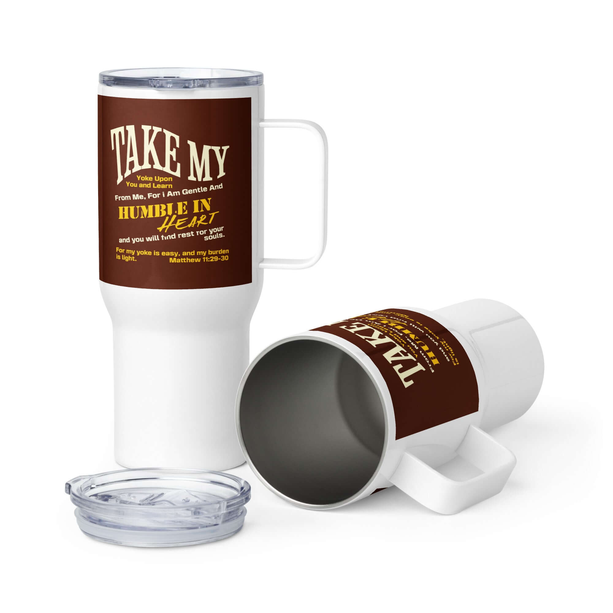 Matthew 11:29-30 Bible Verse, learn from me Travel Mug with a Handle Default Title