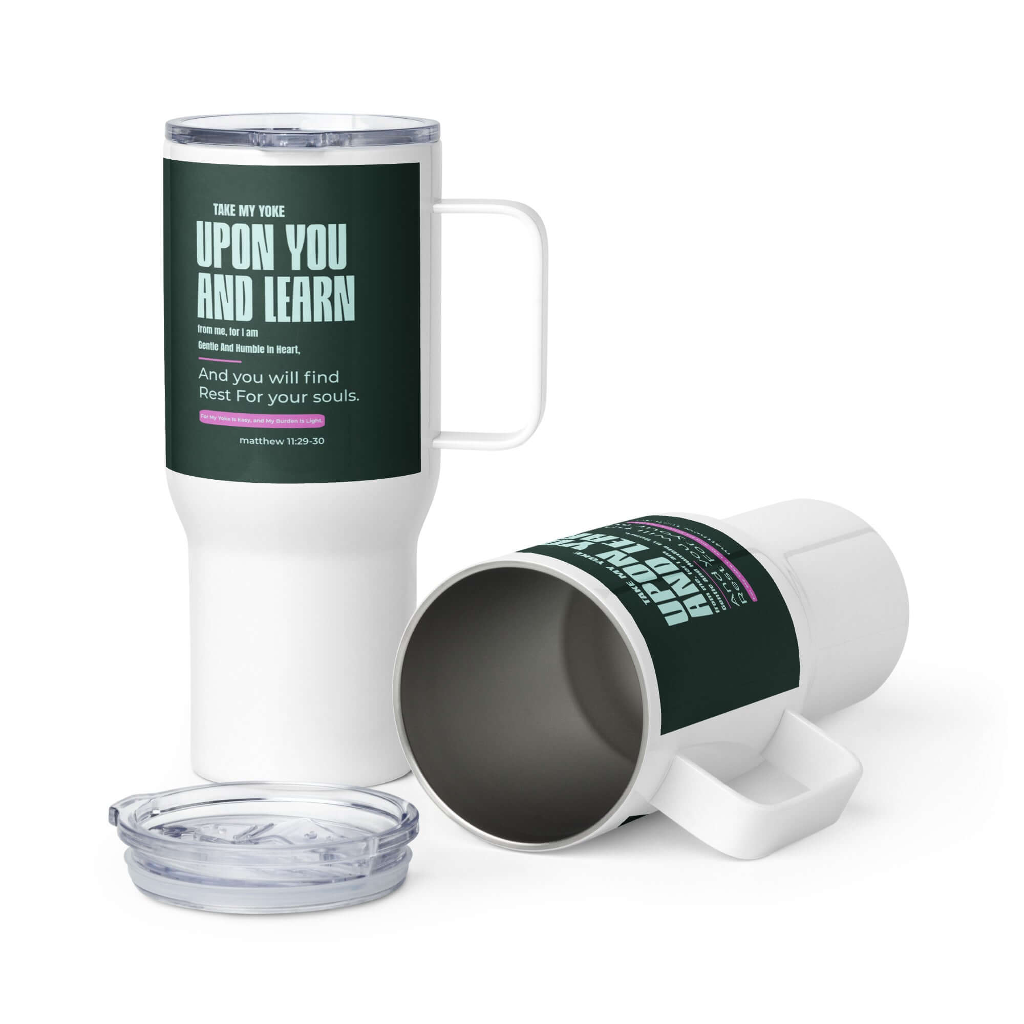 Matthew 11:29-30 Bible Verse, I am gentle Travel Mug with a Handle Default Title