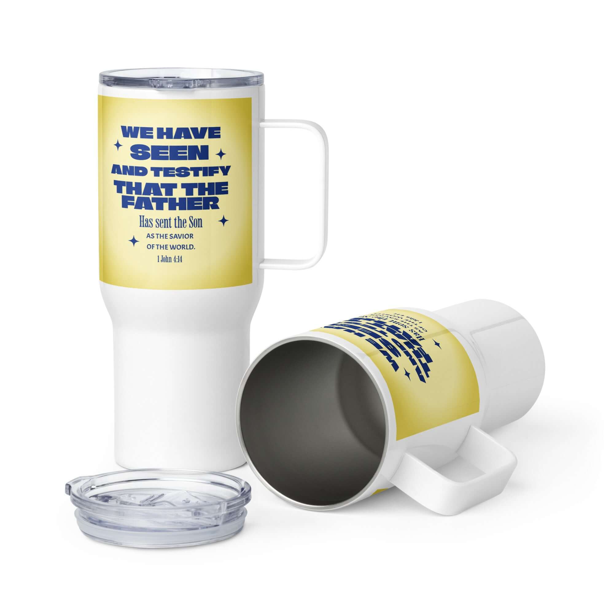 1 John 4:14 Bible Verse, Savior of the world Travel Mug with a Handle Default Title