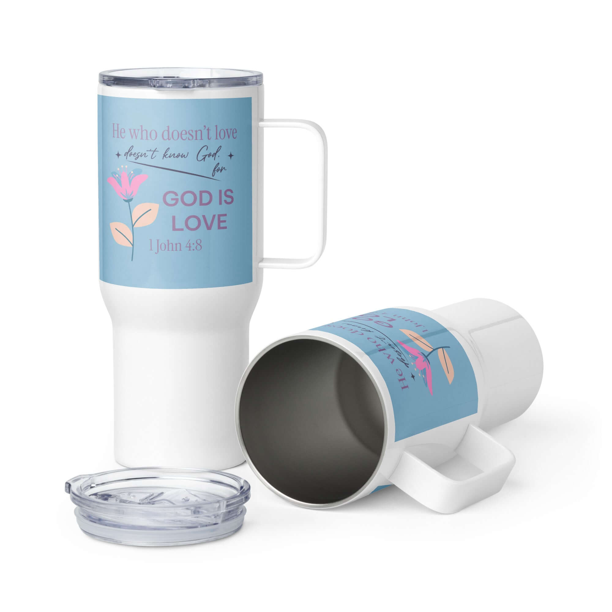 1 John 4:8 Bible Verse, doesn’t love Travel Mug with a Handle Default Title