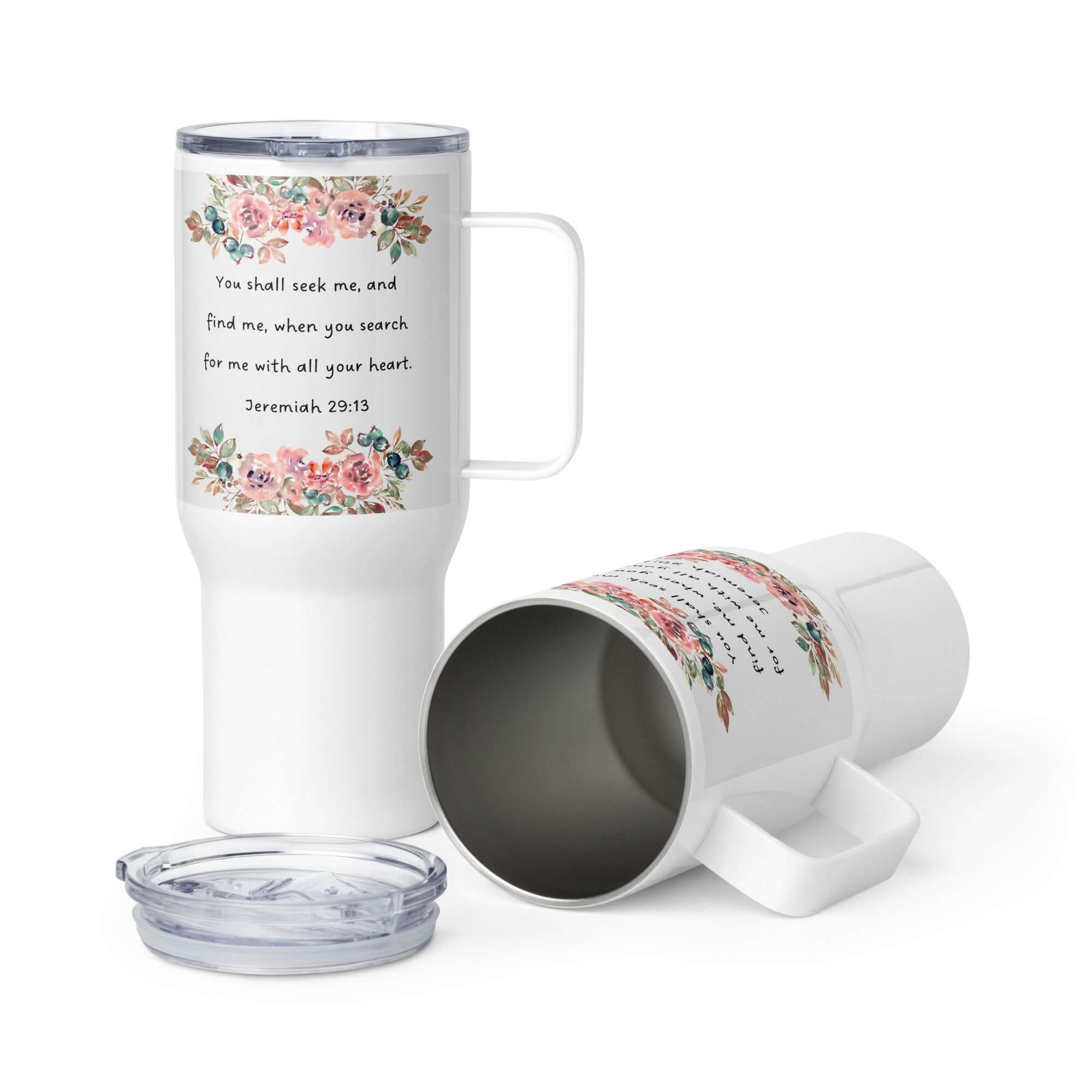 Jeremiah 29:13 Bible Verse, seek me Travel Mug with a Handle Default Title