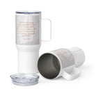 Revelation 21:4 Bible Verse, He will wipe Travel Mug with a Handle Default Title