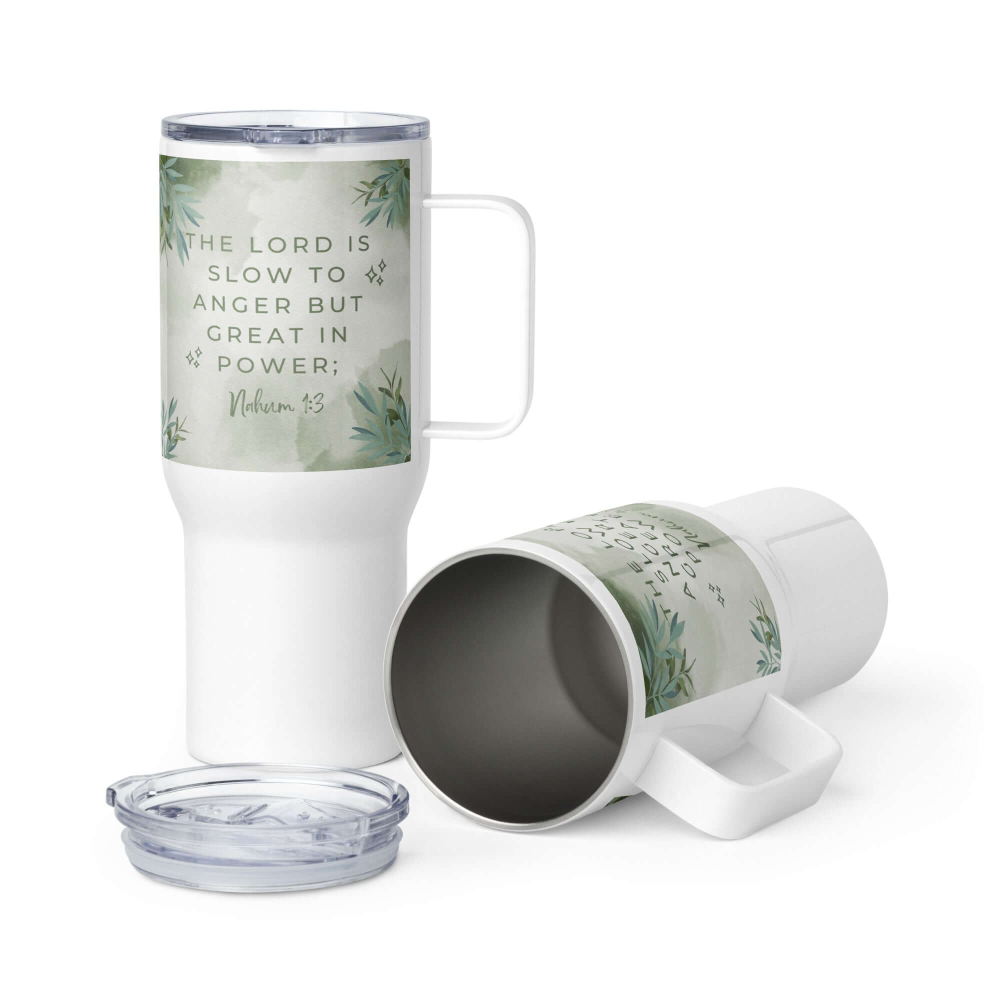 Nahum 1:3 Bible Verse, The Lord is slow Travel Mug with a Handle Default Title