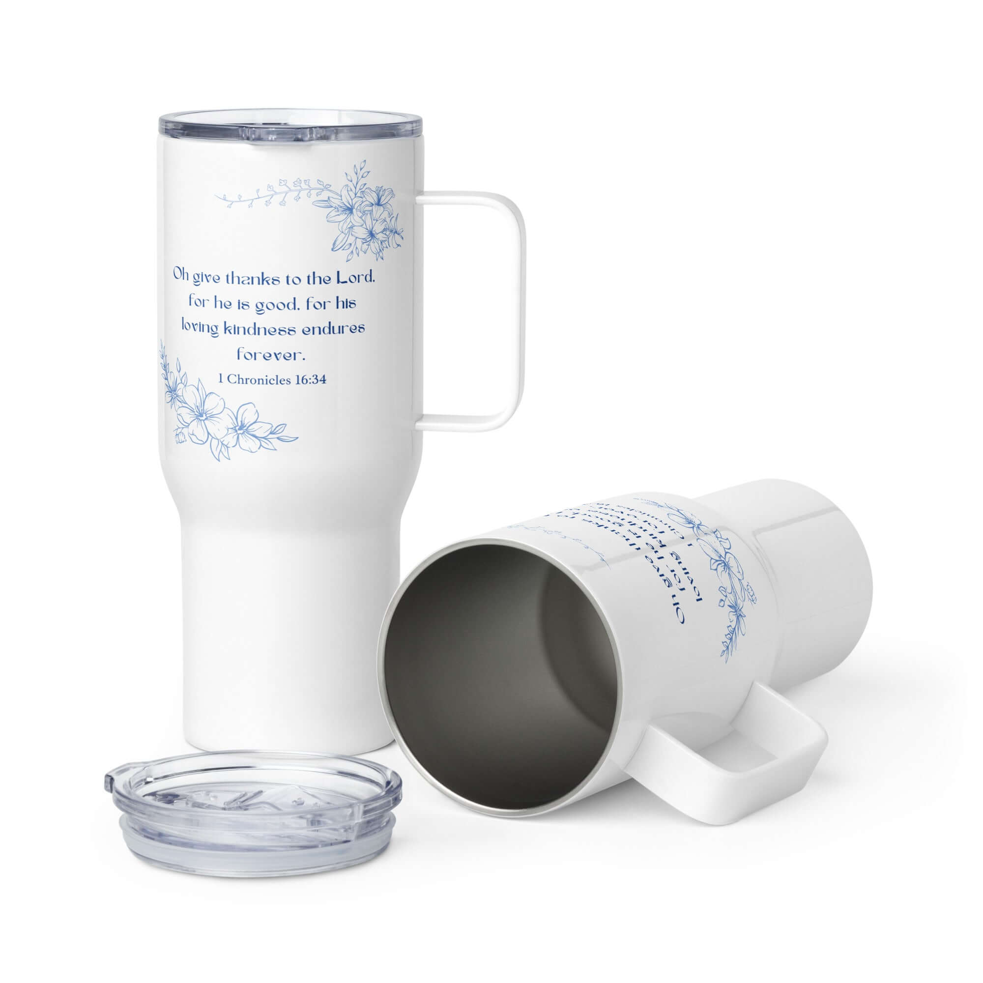 1 Chronicles 16:34 Bible Verse, to the Lord Travel Mug with a Handle Default Title