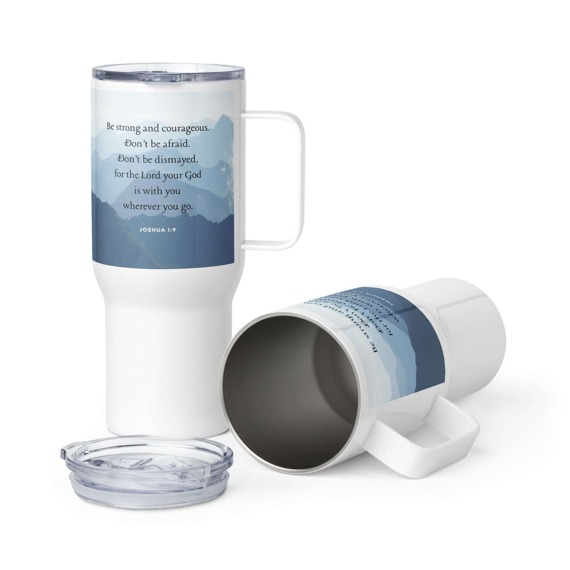 Joshua 1:9 Bible Verse, Courageous Travel Mug with a Handle Default Title