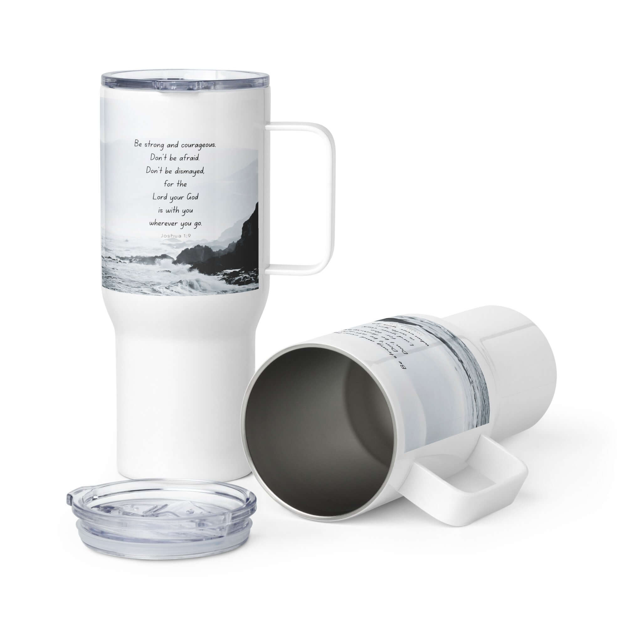 Joshua 1:9 Bible Verse, Do not be afraid Travel Mug with a Handle Default Title