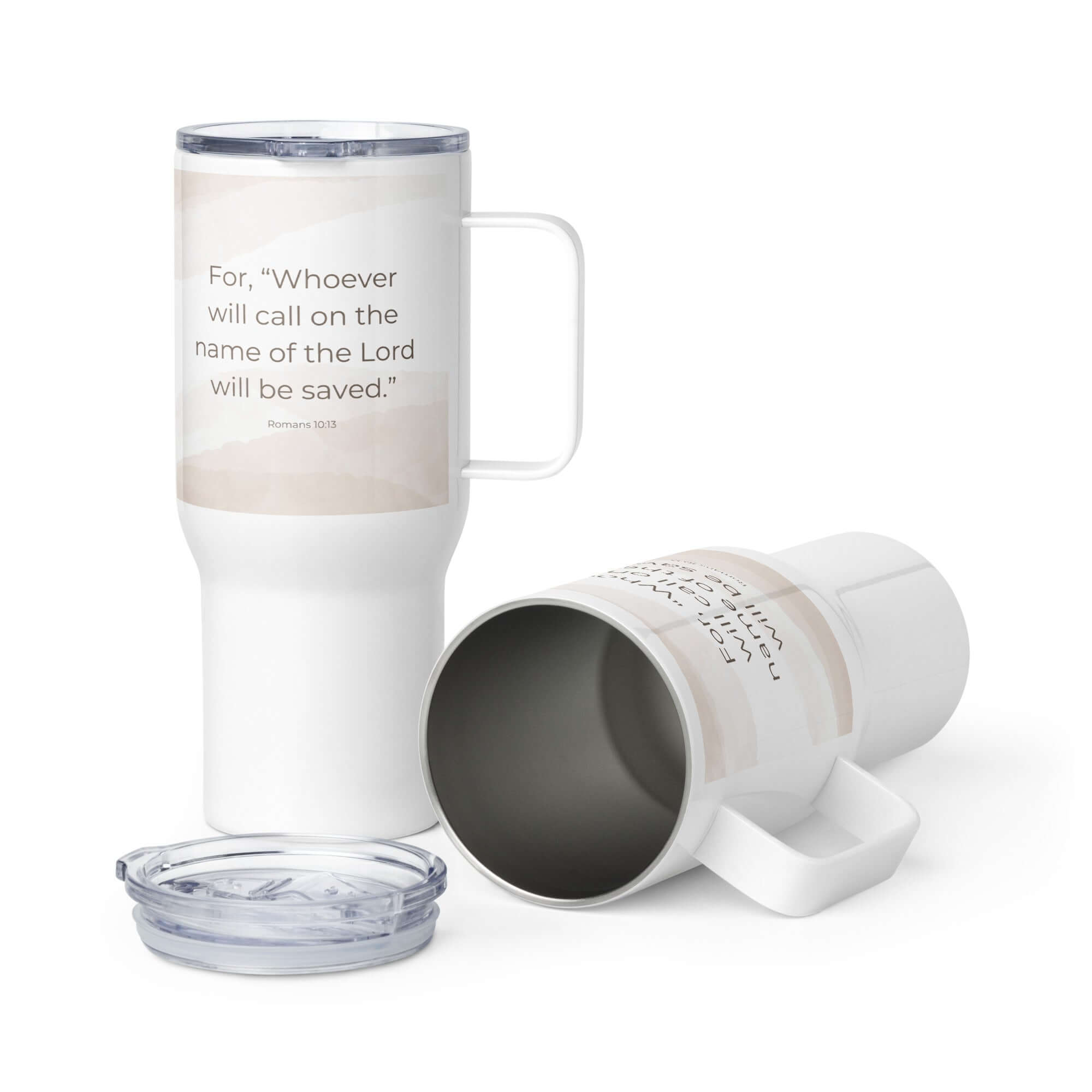 Romans 10:13 Bible Verse, the name Travel Mug with a Handle Default Title