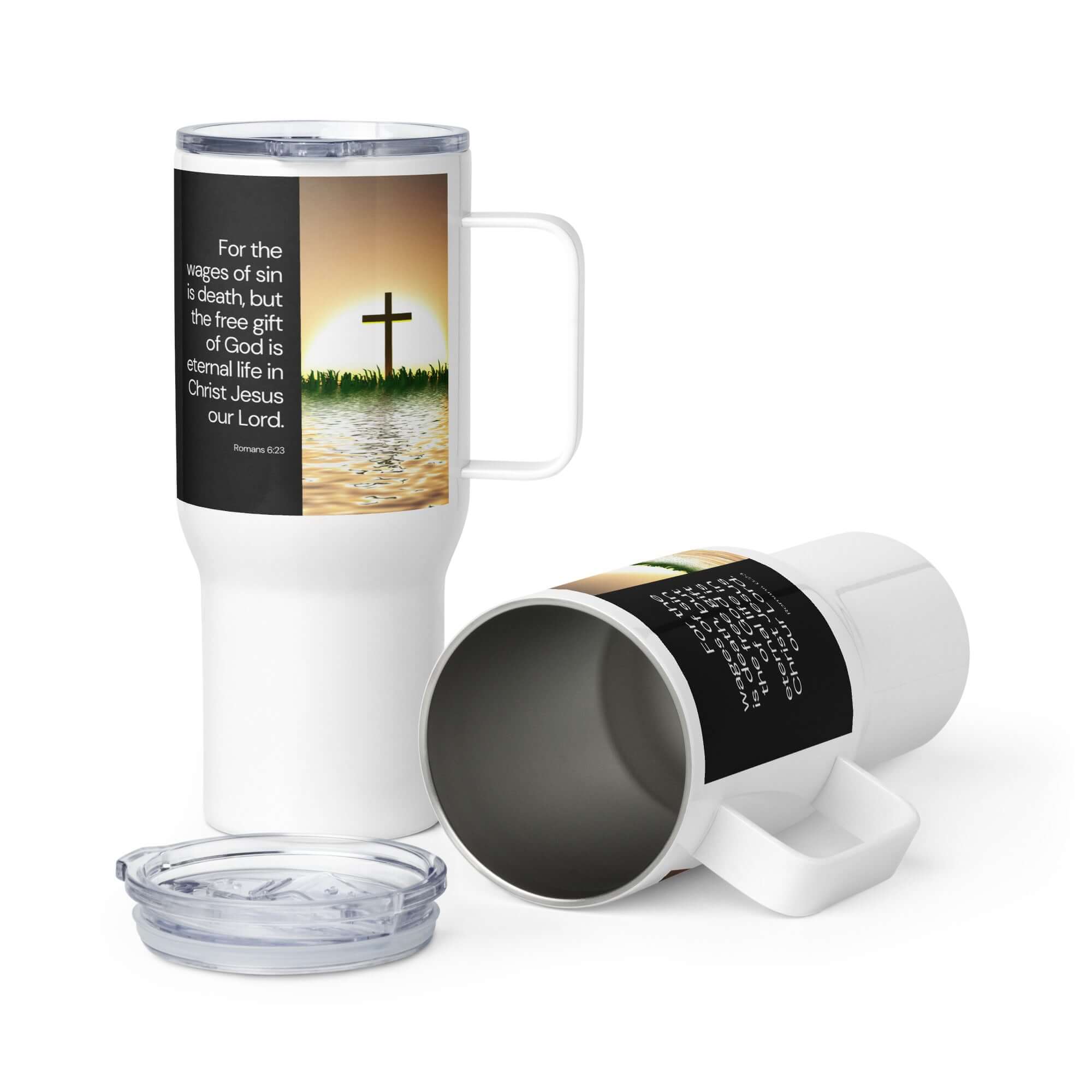 Romans 6:23 Bible Verse, the wages Travel Mug with a Handle Default Title