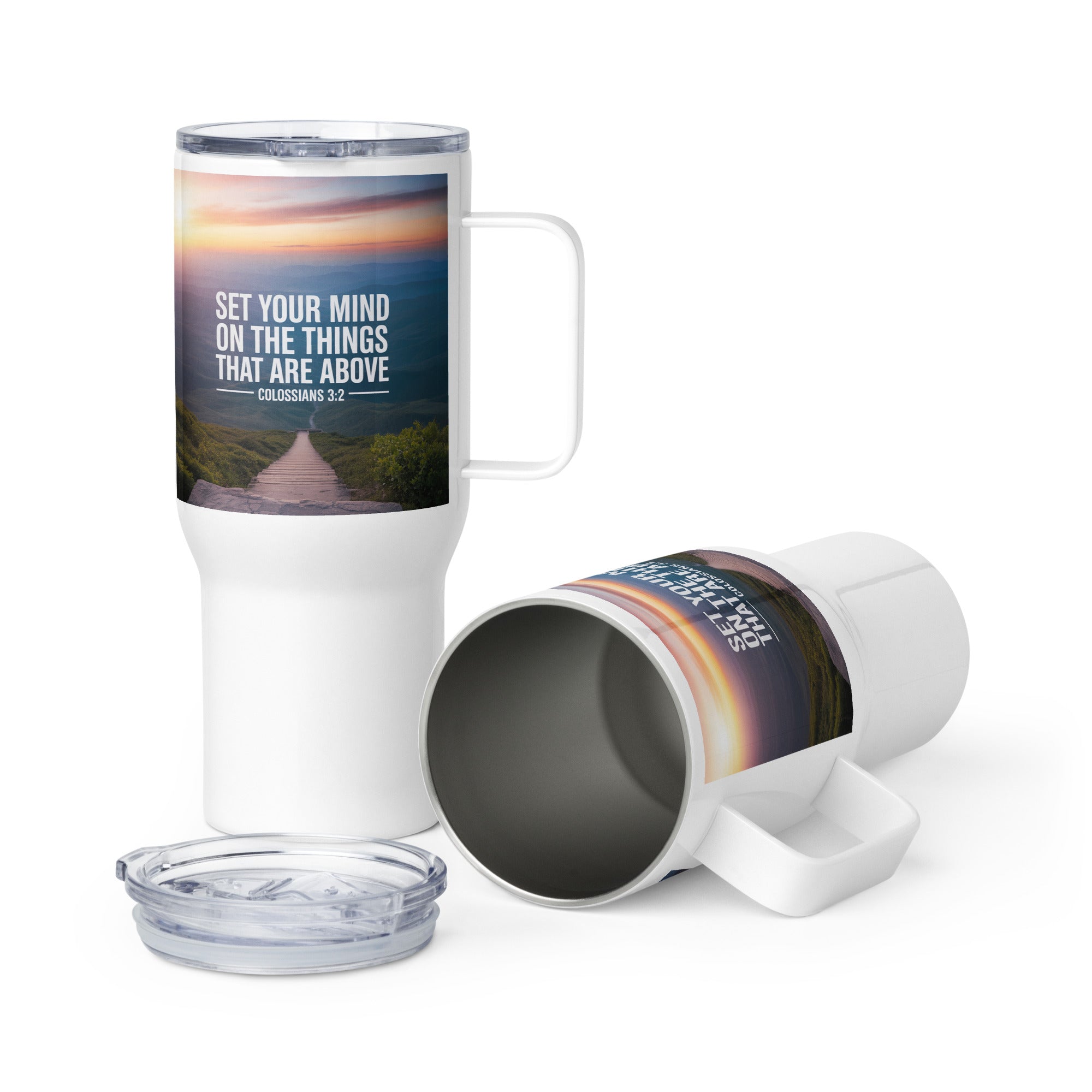 Colossians 3:2 Bible Verse your mind Travel Mug with a Handle Default Title