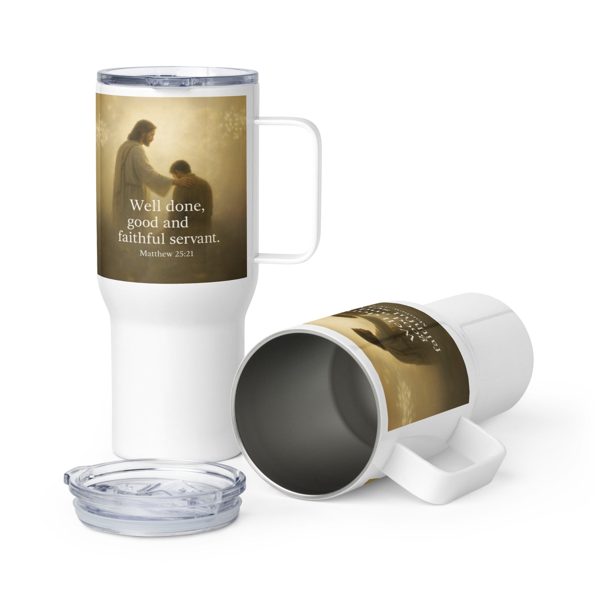 Matthew 25:21 Bible Verse Well Done Travel Mug with a Handle Default Title