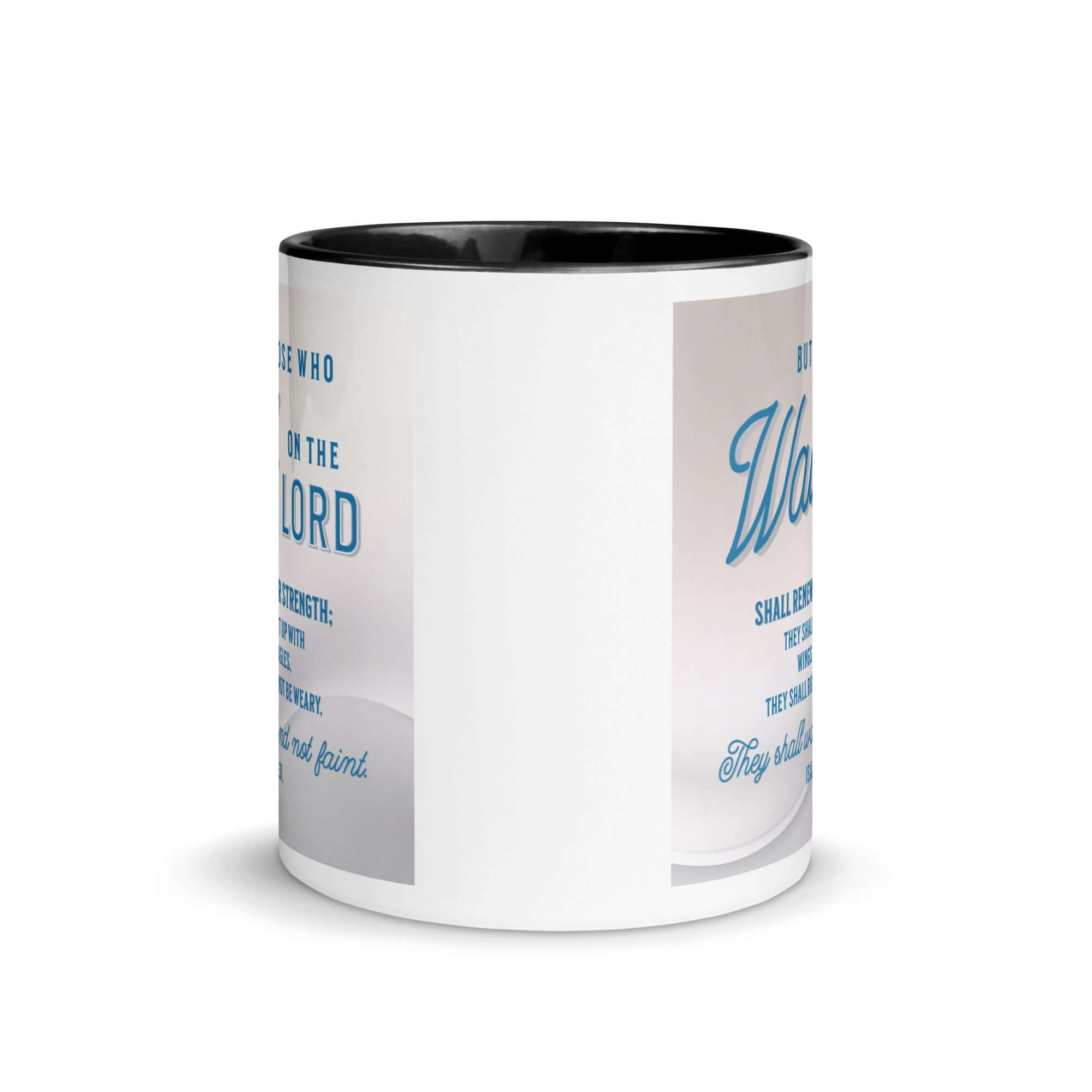Isaiah 40:31 Bible Verse, Wings like Eagles White Ceramic Mug with Color Inside
