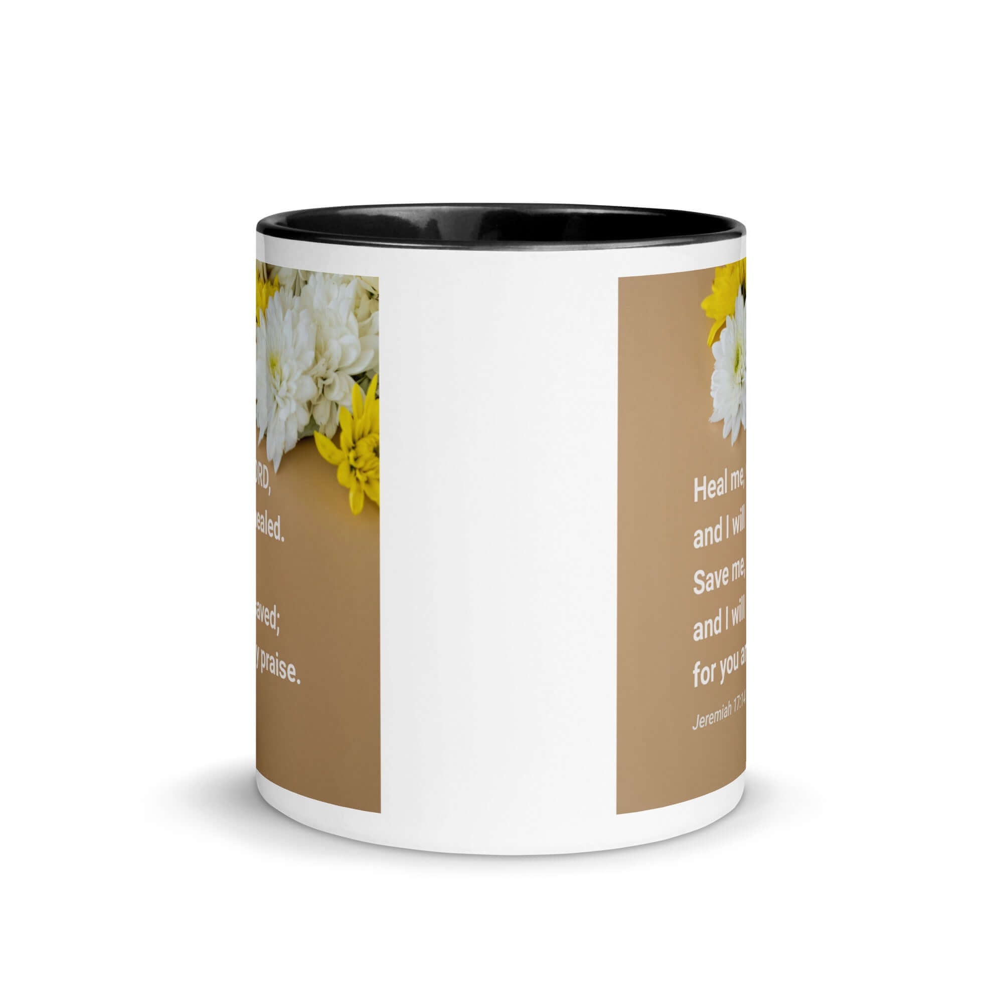 Jeremiah 17:14 Bible Verse, Heal me, O LORD White Ceramic Mug with Color Inside