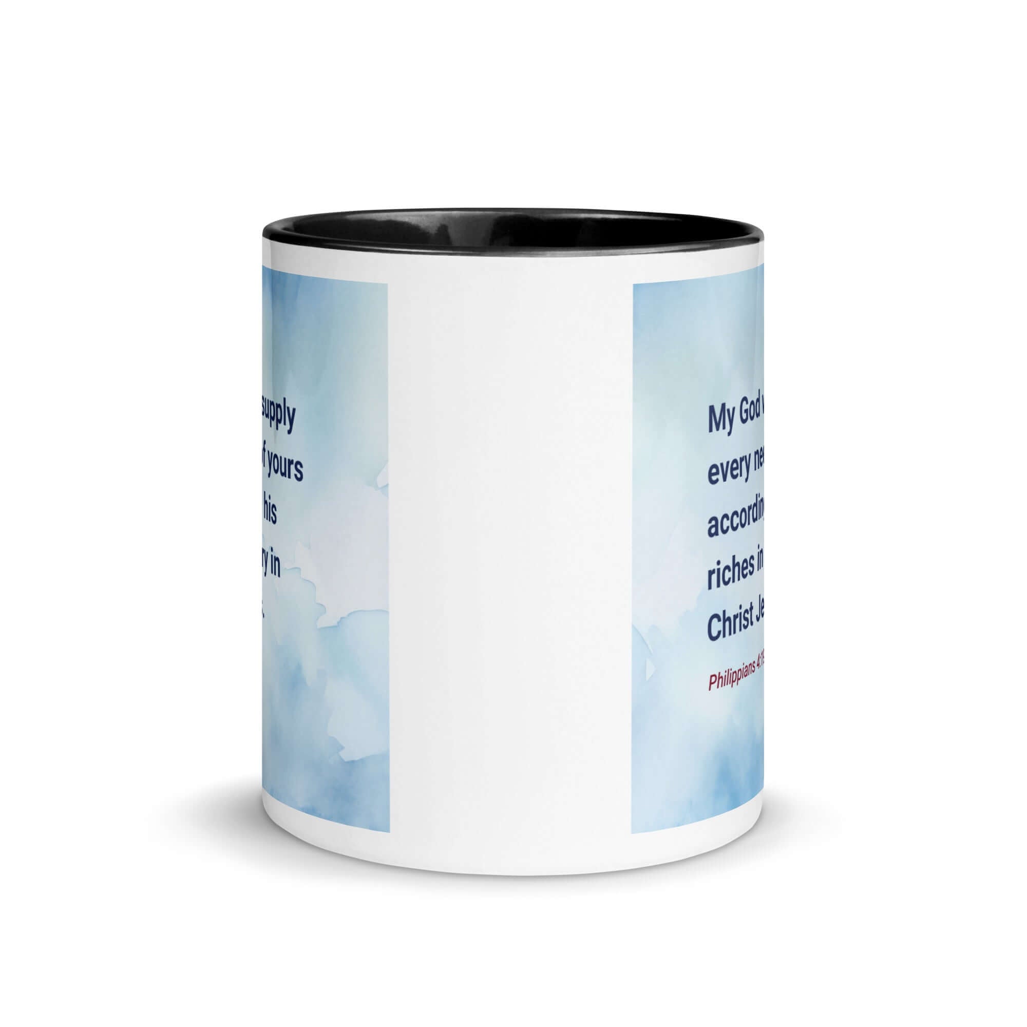 Philippians 4:19 Bible Verse, God will supply White Ceramic Mug with Color Inside