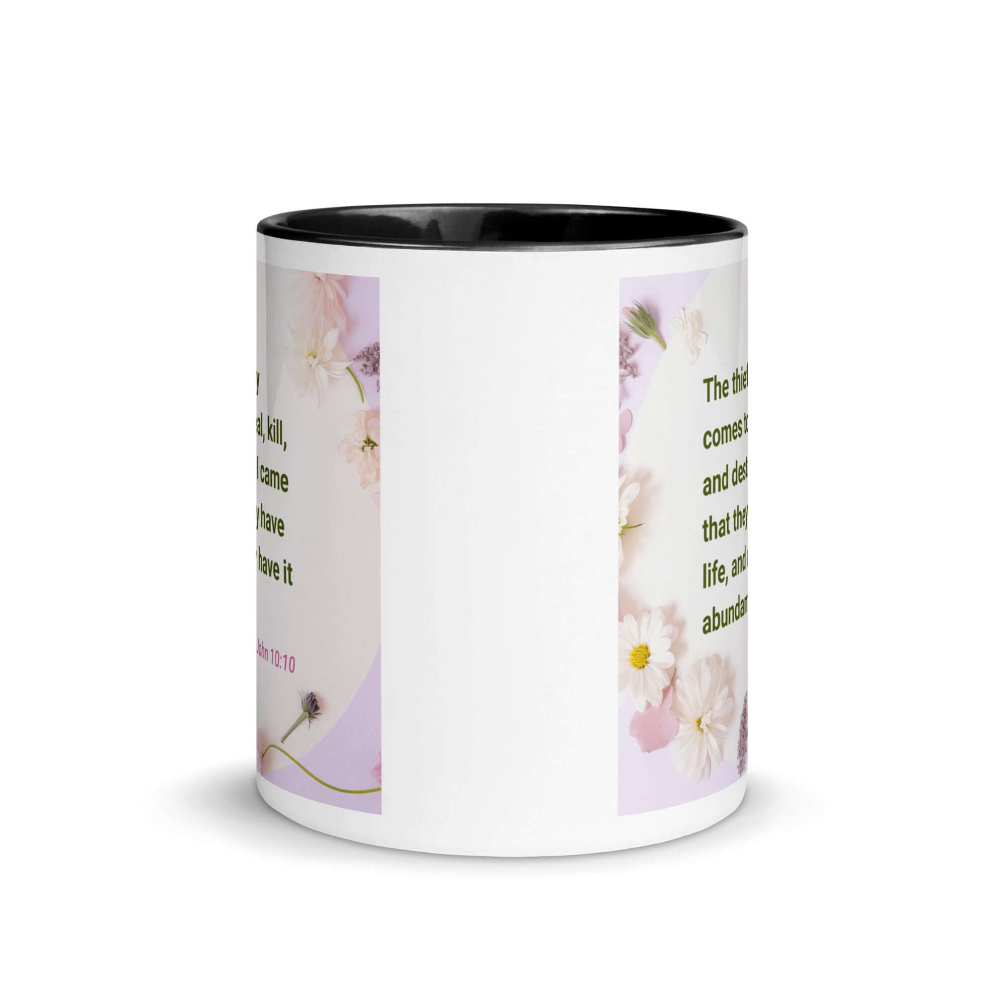 John 10:10 Bible Verse, Abundant Life White Ceramic Mug with Color Inside