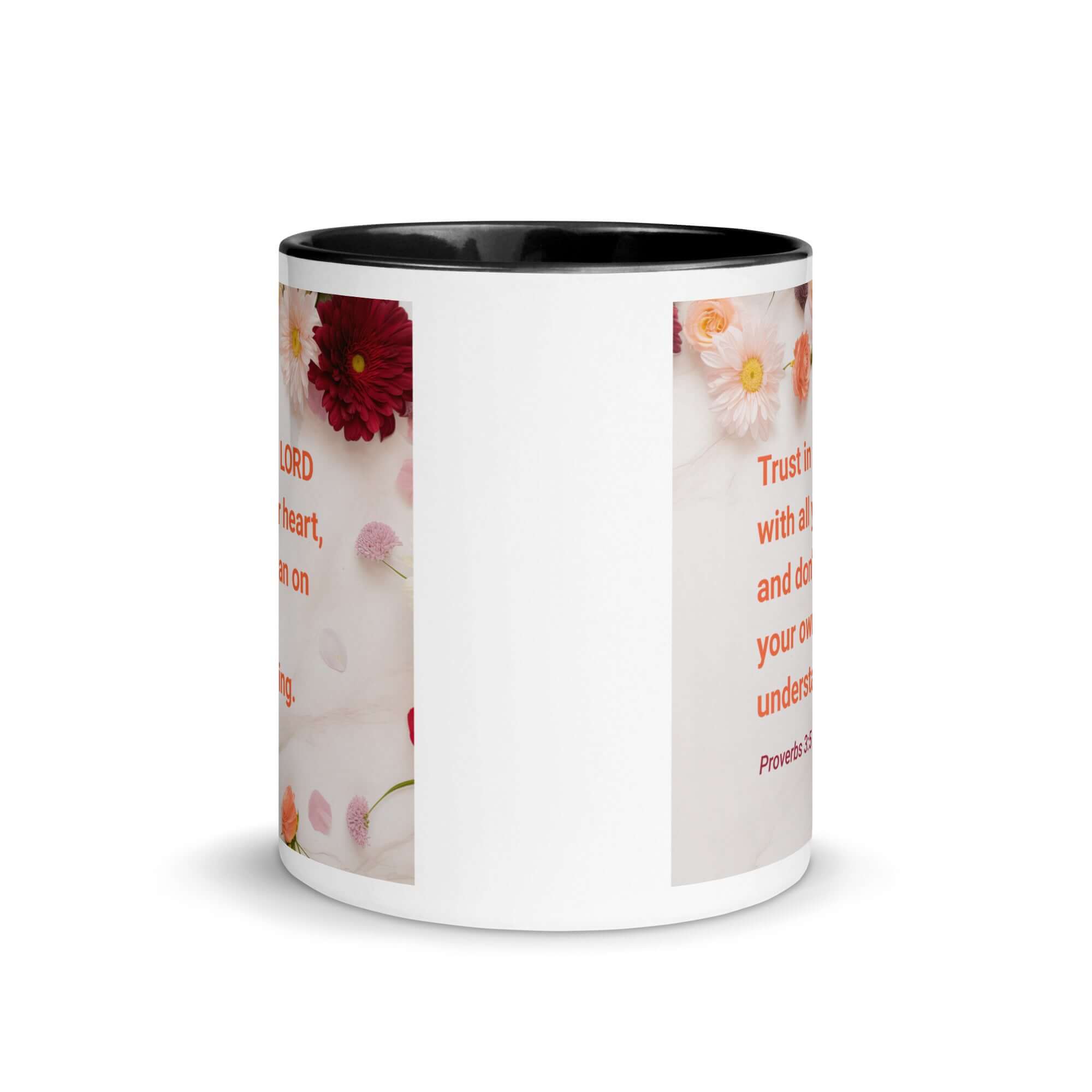 Proverbs 3:5 Bible Verse, Trust in the LORD White Ceramic Mug with Color Inside