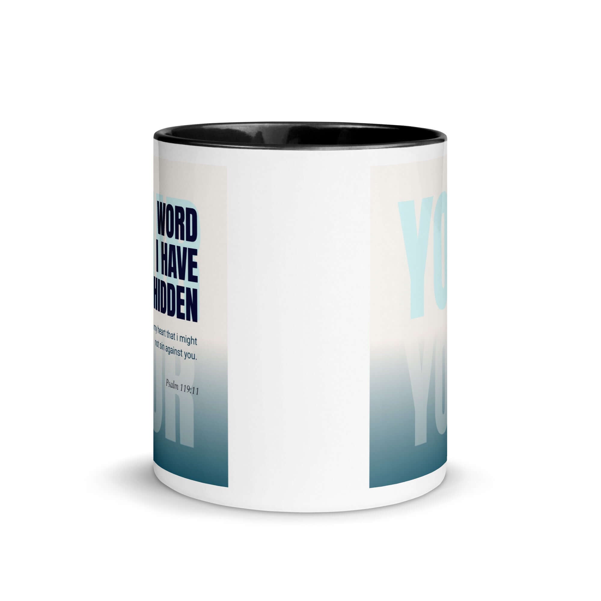 Psalm 119:11 Bible Verse, hidden your word White Ceramic Mug with Color Inside