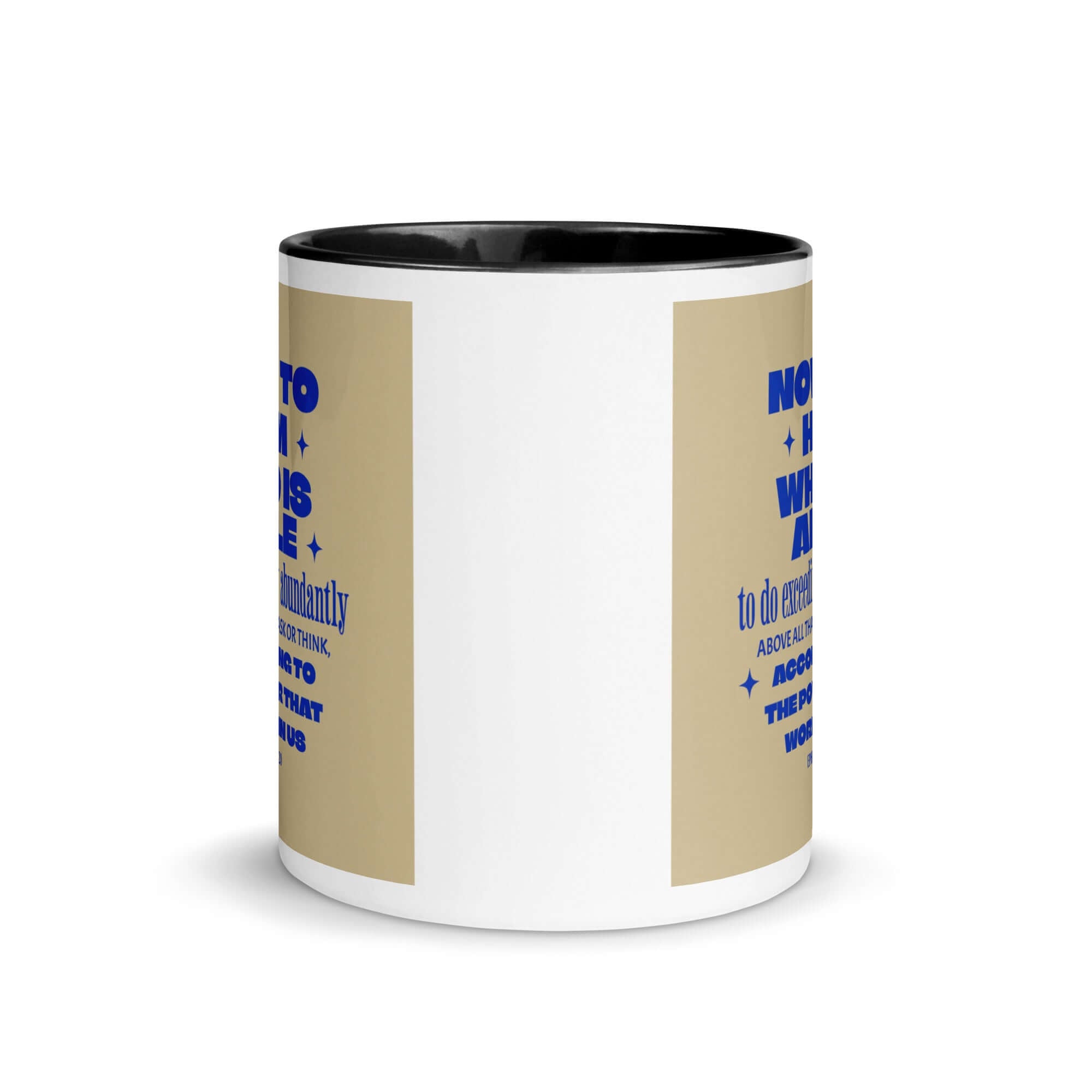 Ephesians 3:20 Bible Verse, power in us White Ceramic Mug with Color Inside