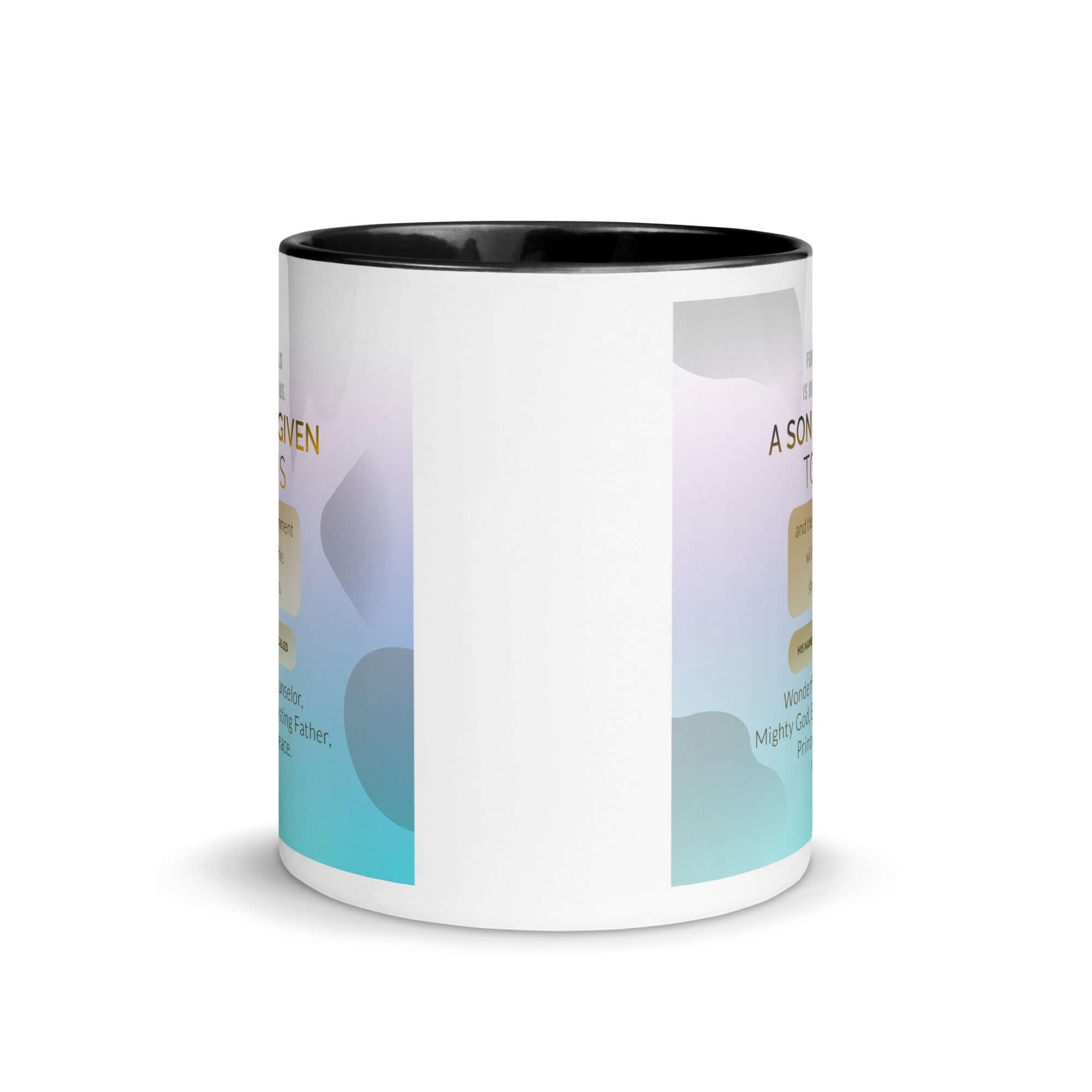 Isaiah 9:6 Bible Verse, Wonderful Counselor White Ceramic Mug with Color Inside