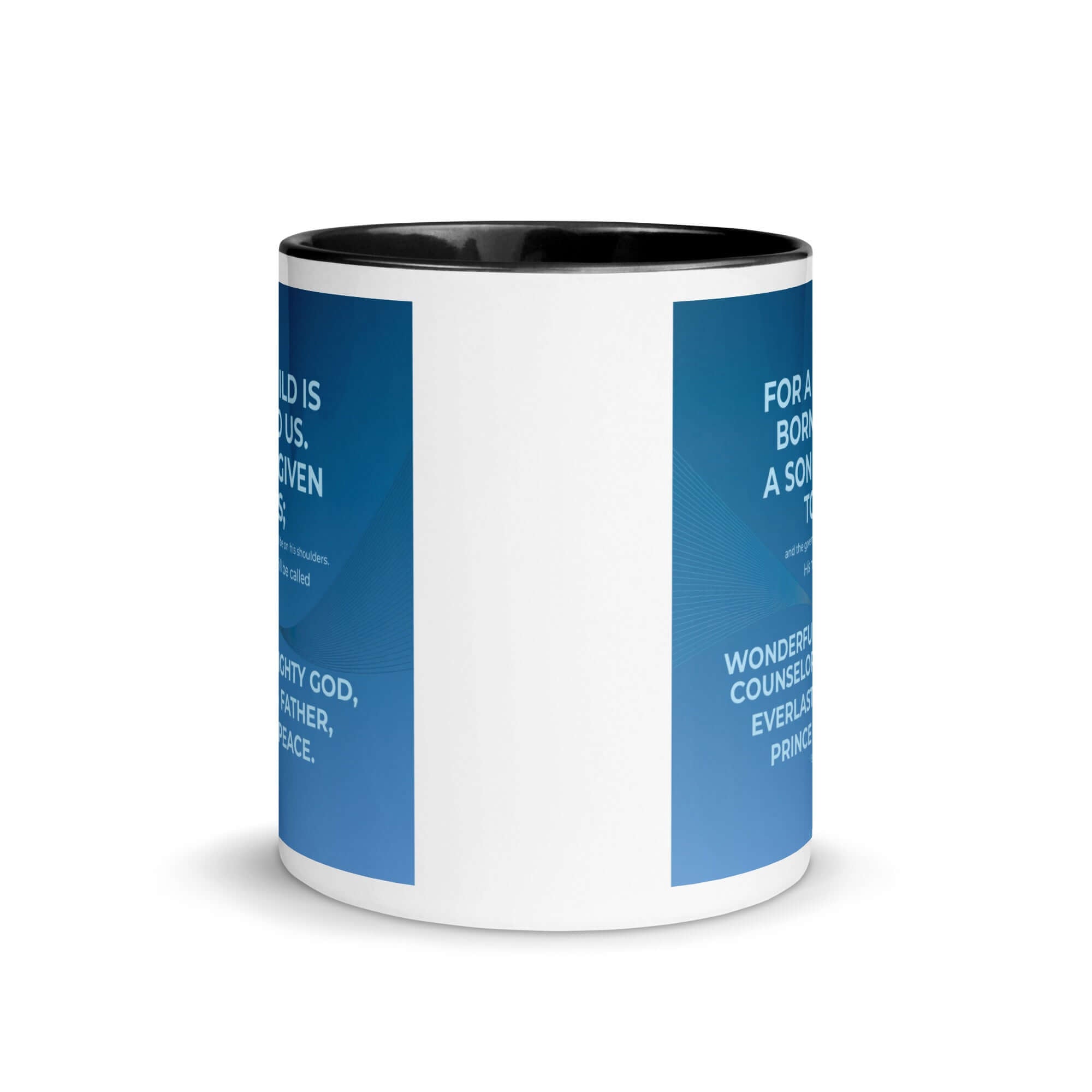 Isaiah 9:6 Bible Verse, Everlasting Father White Ceramic Mug with Color Inside