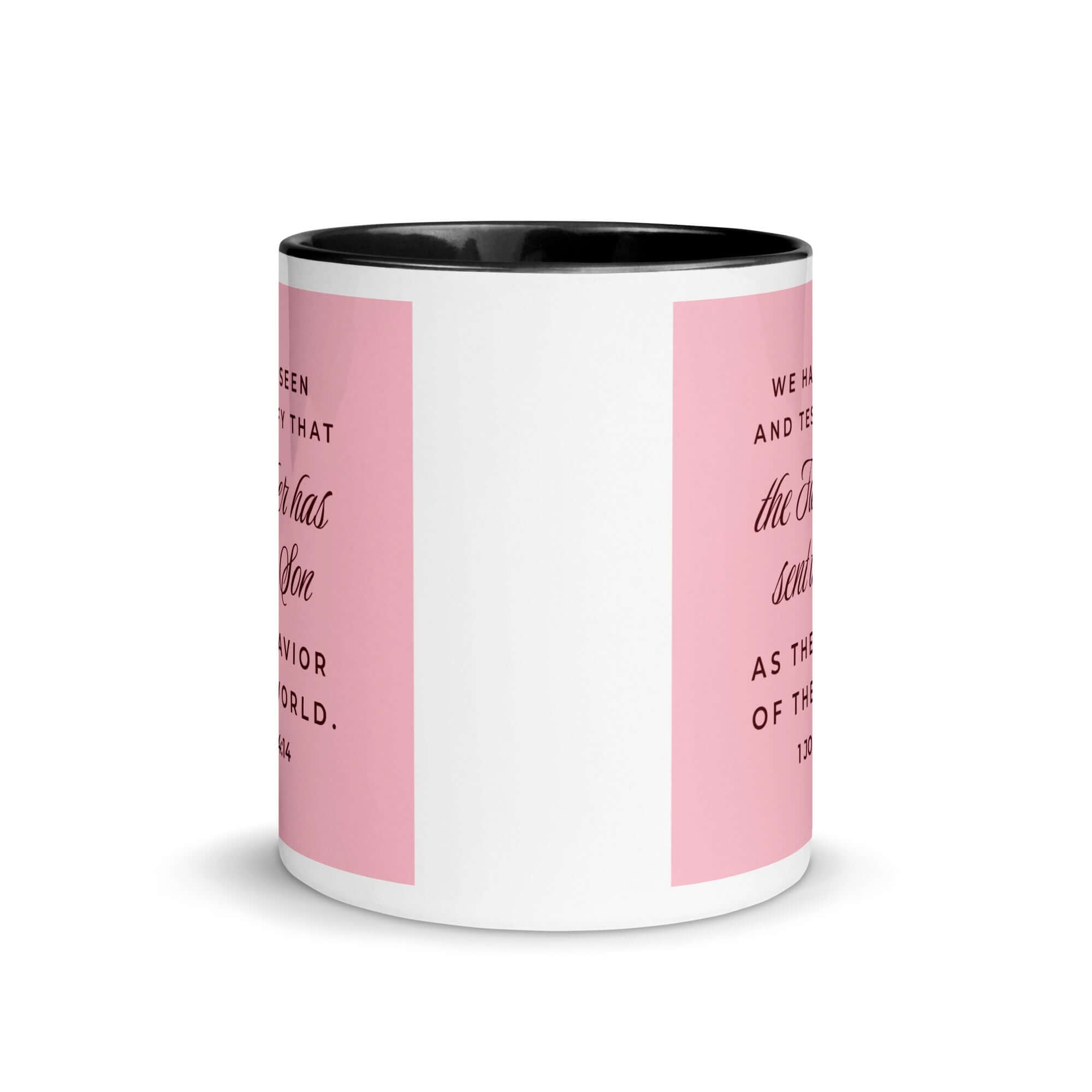 1 John 4:14 Bible Verse, We have seen White Ceramic Mug with Color Inside