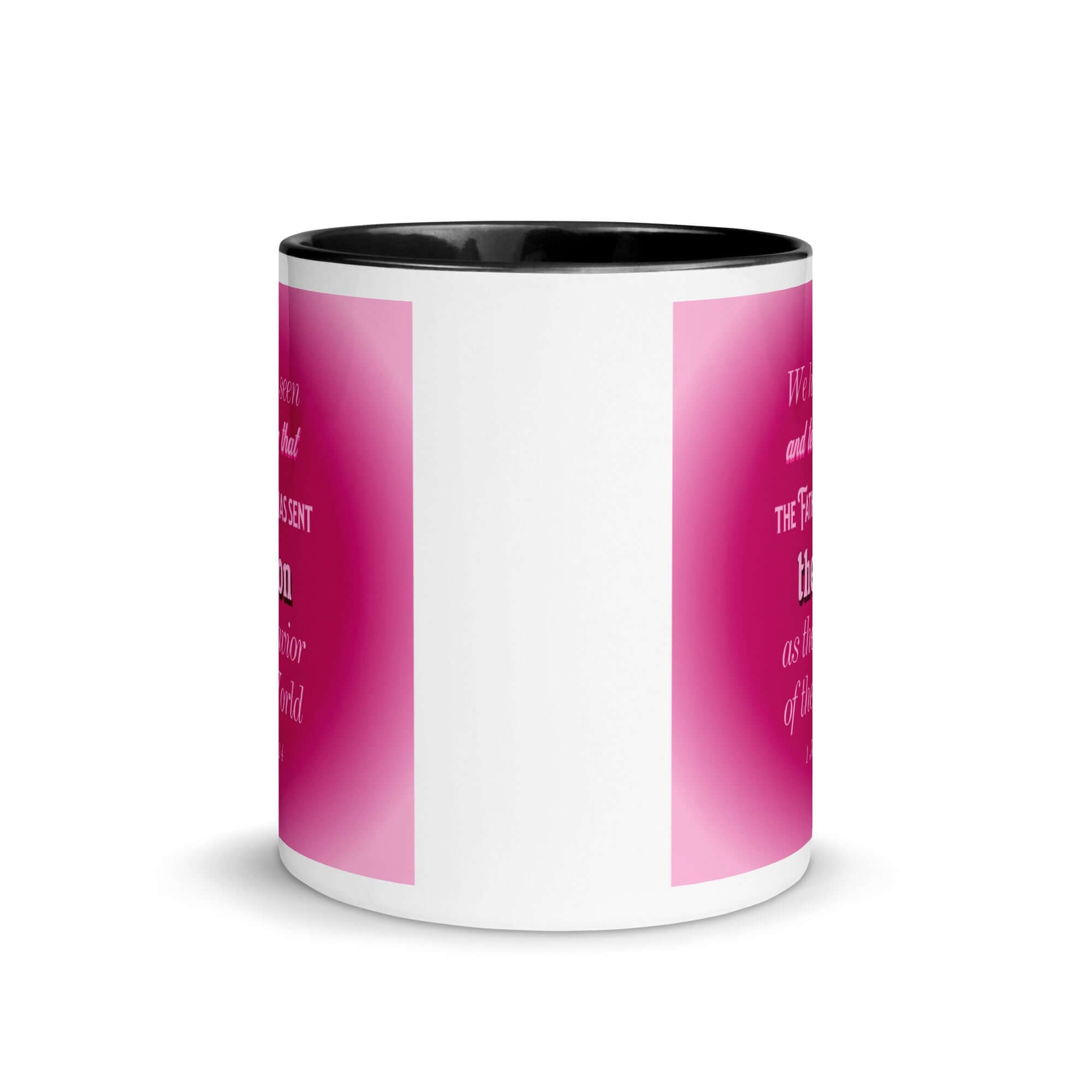 1 John 4:14 Bible Verse, that the Father White Ceramic Mug with Color Inside