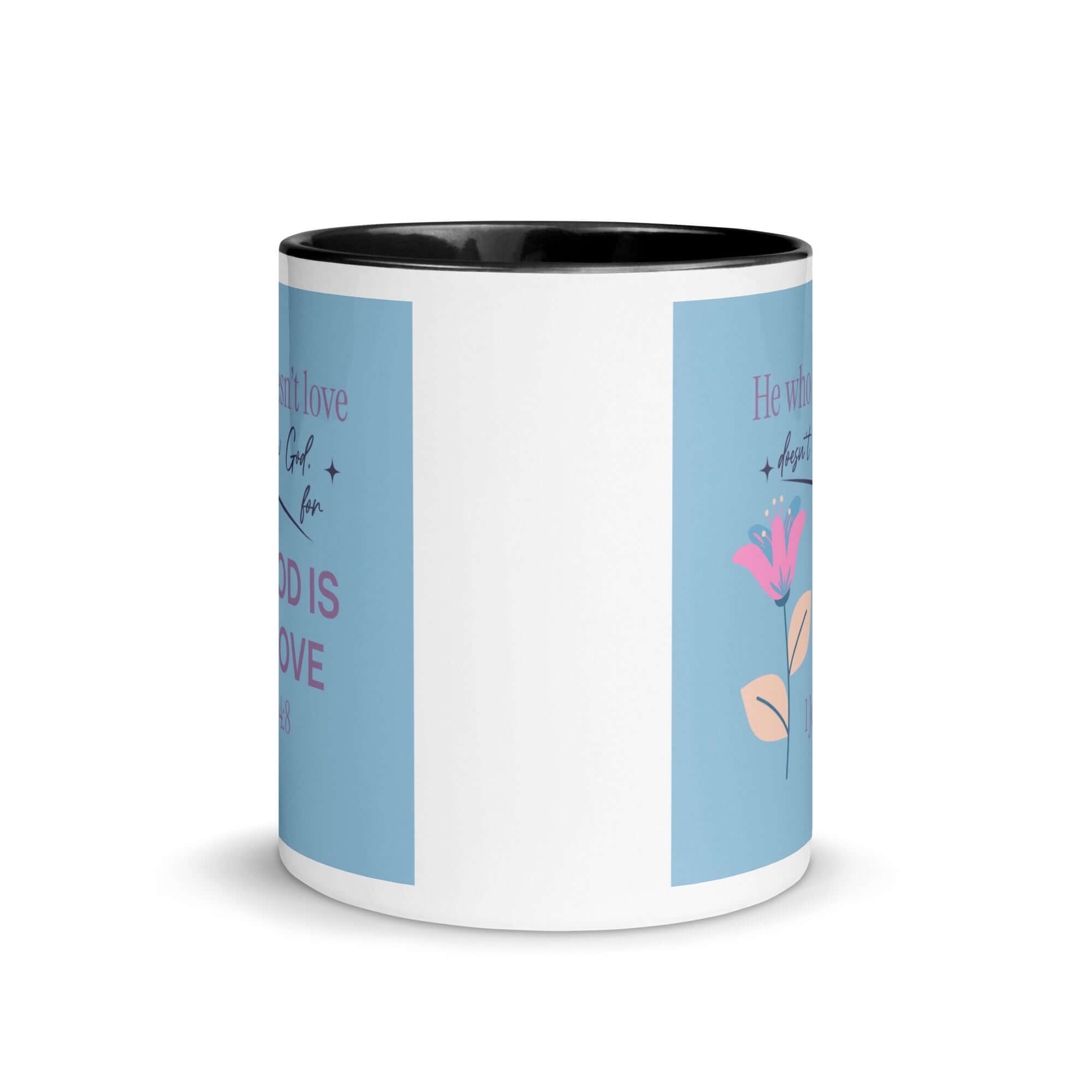 1 John 4:8 Bible Verse, doesn’t love White Ceramic Mug with Color Inside