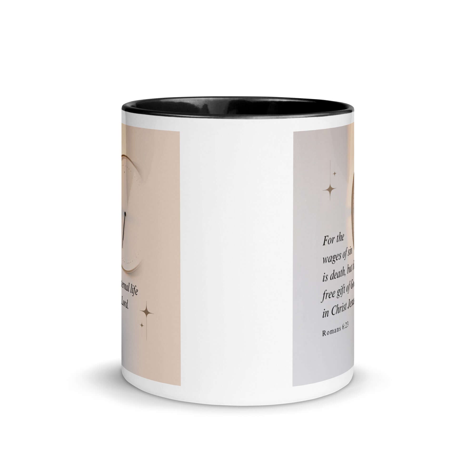 Romans 6:23 Bible Verse, our Lord White Ceramic Mug with Color Inside