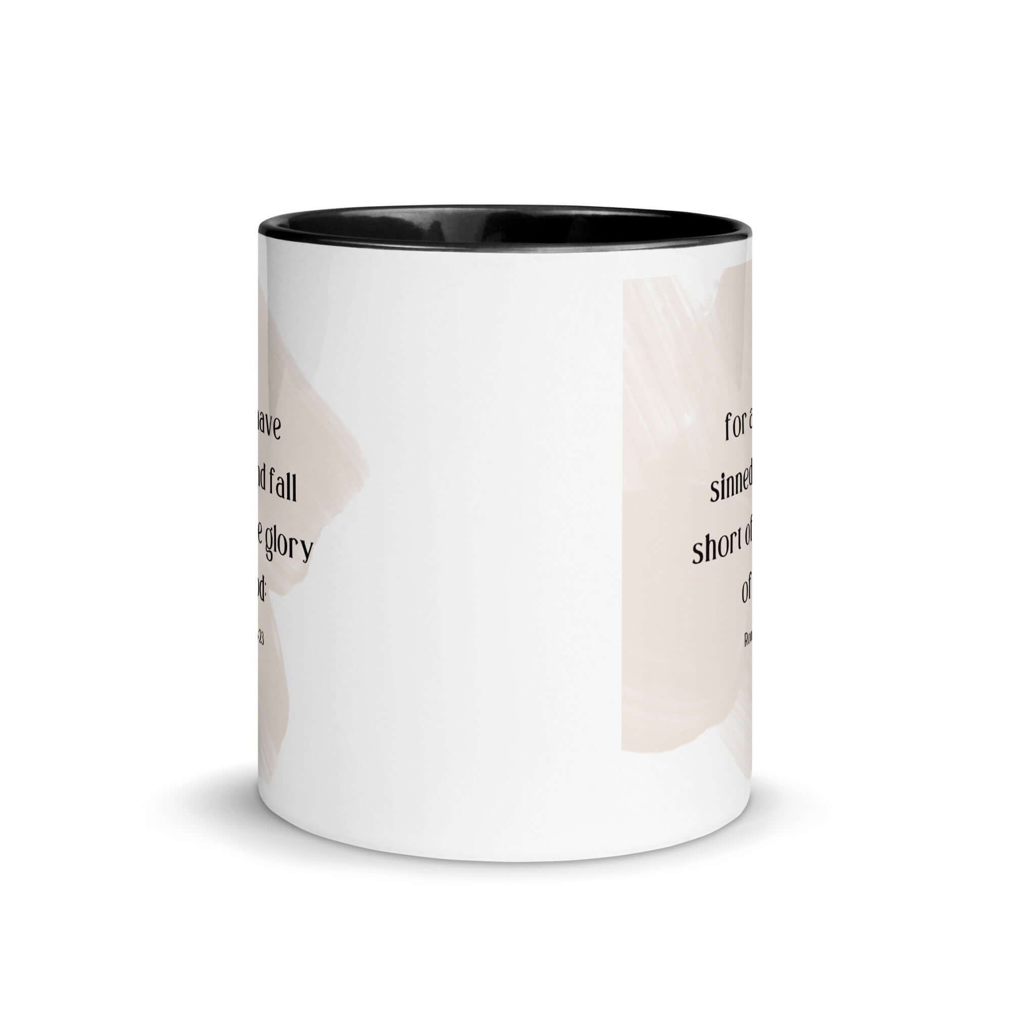 Romans 3:23 Bible Verse, fall short White Ceramic Mug with Color Inside
