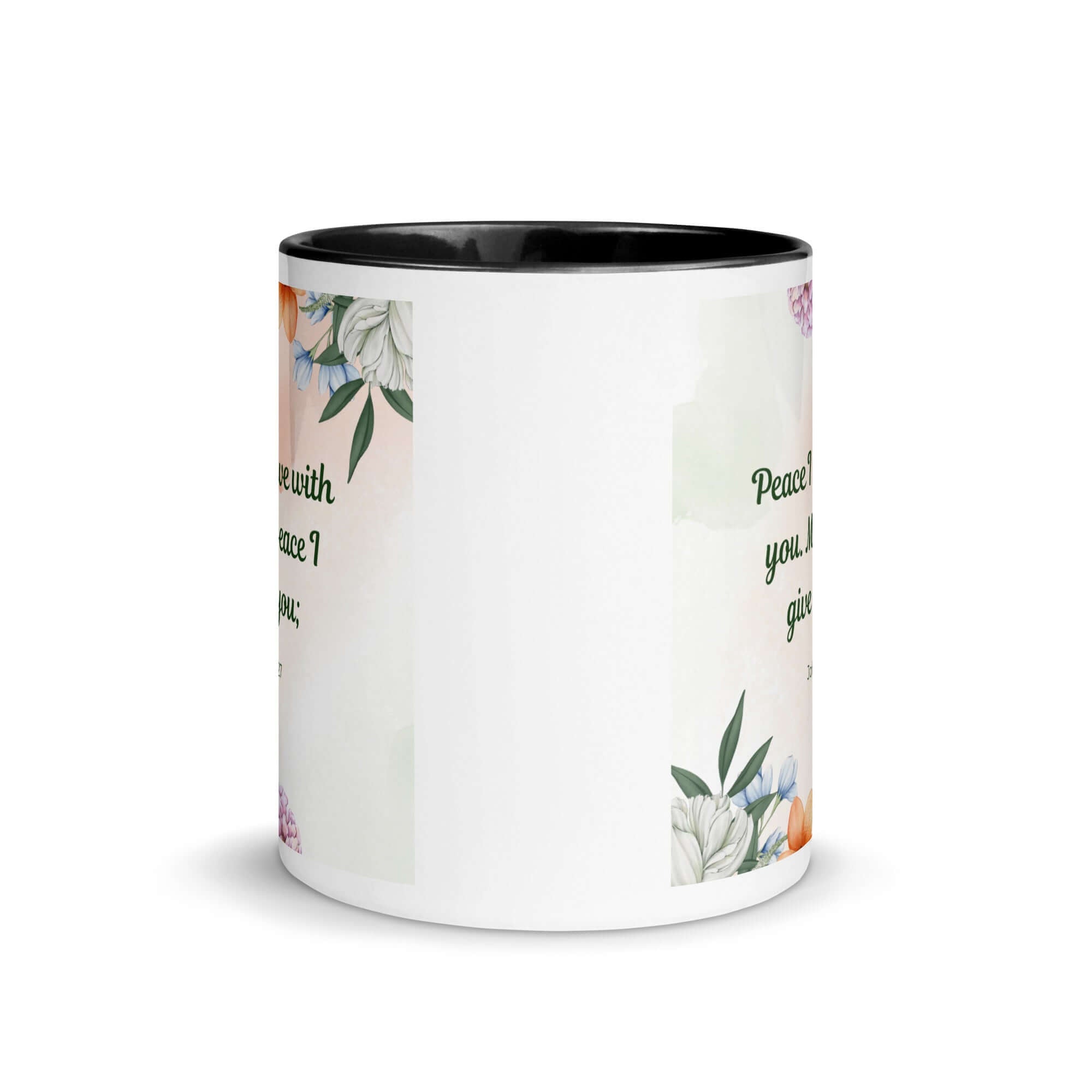 John 14:27 Bible Verse, with you White Ceramic Mug with Color Inside