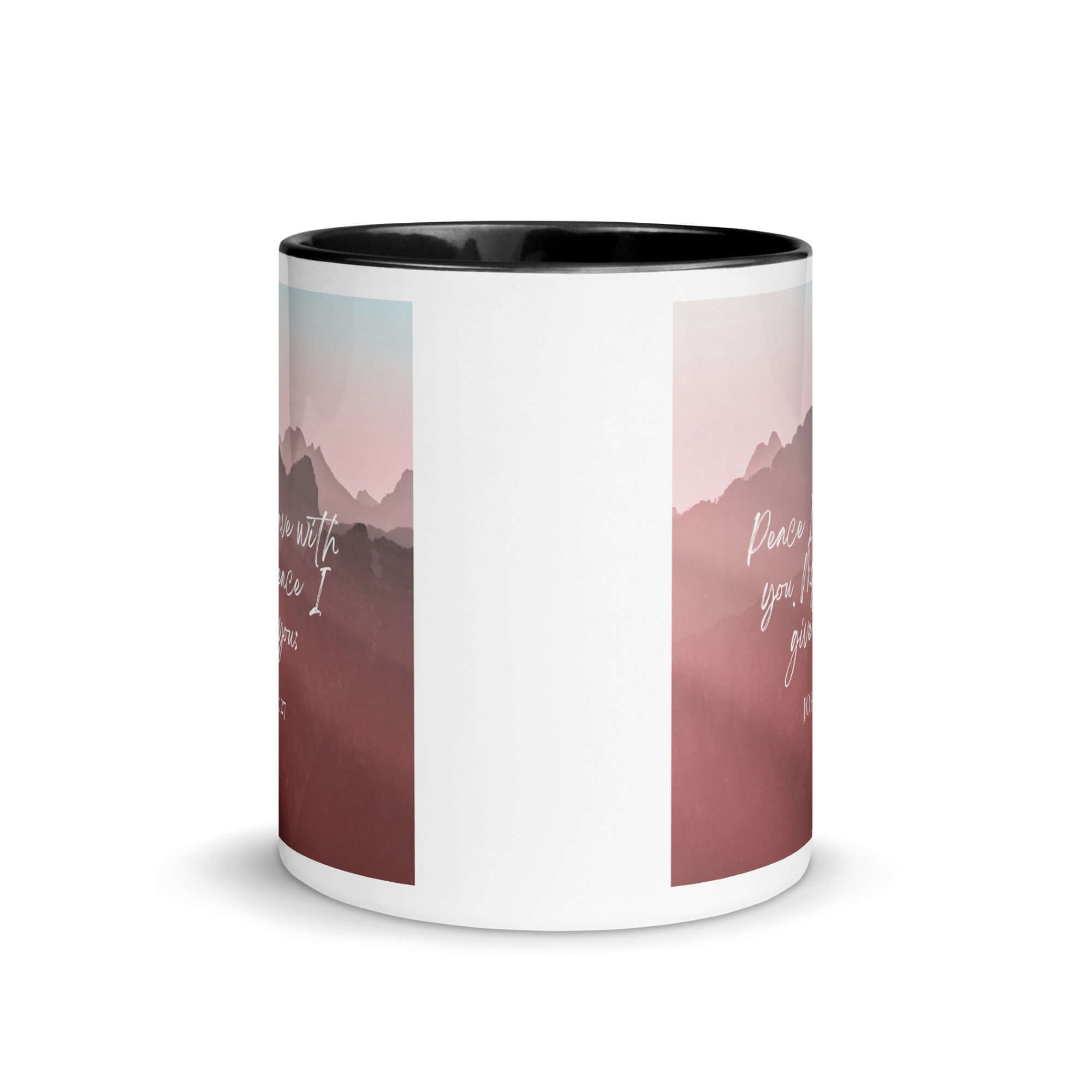 John 14:27 Bible Verse, I give you White Ceramic Mug with Color Inside