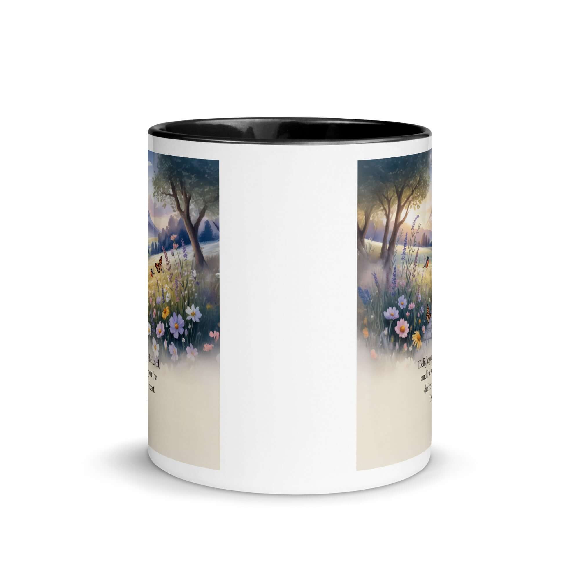 Psalm 37:4 Bible Verse, Delight White Ceramic Mug with Color Inside
