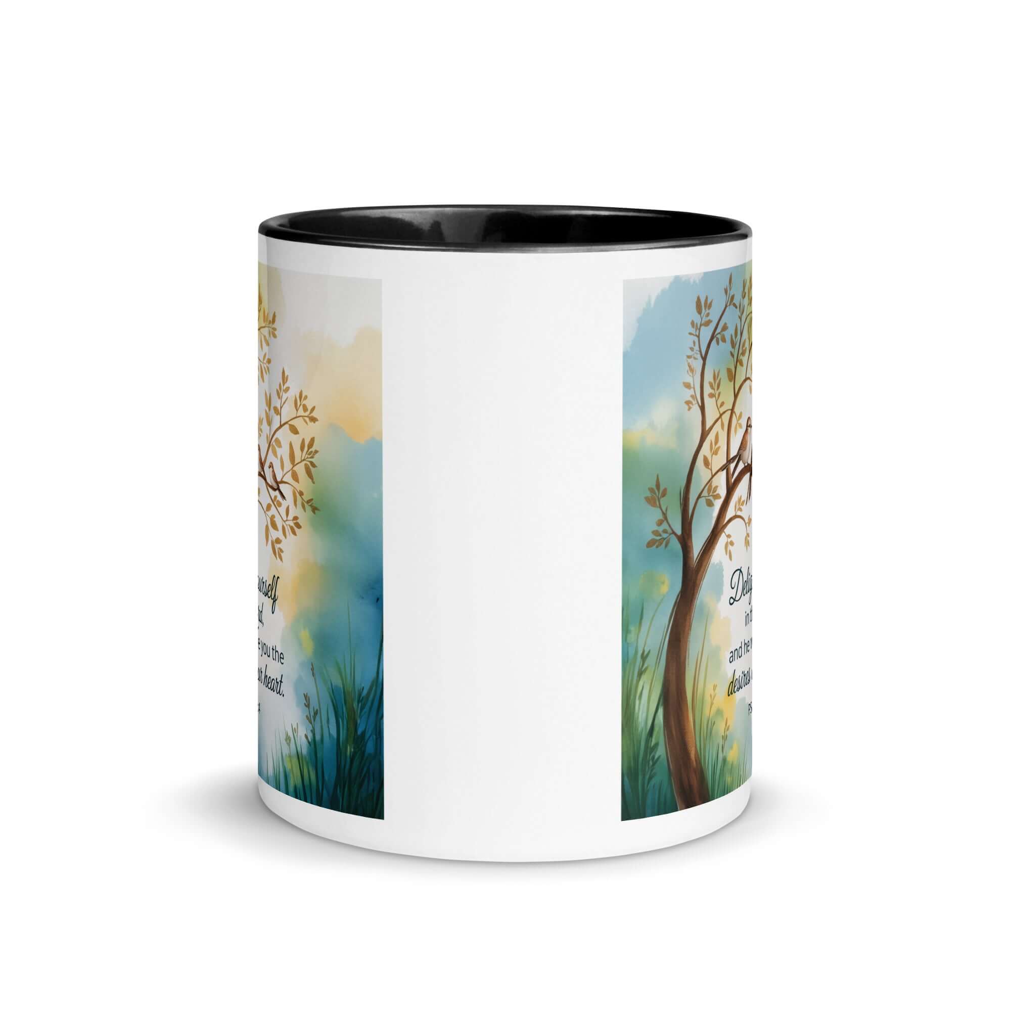 Psalm 37:4 Bible Verse, Yourself White Ceramic Mug with Color Inside