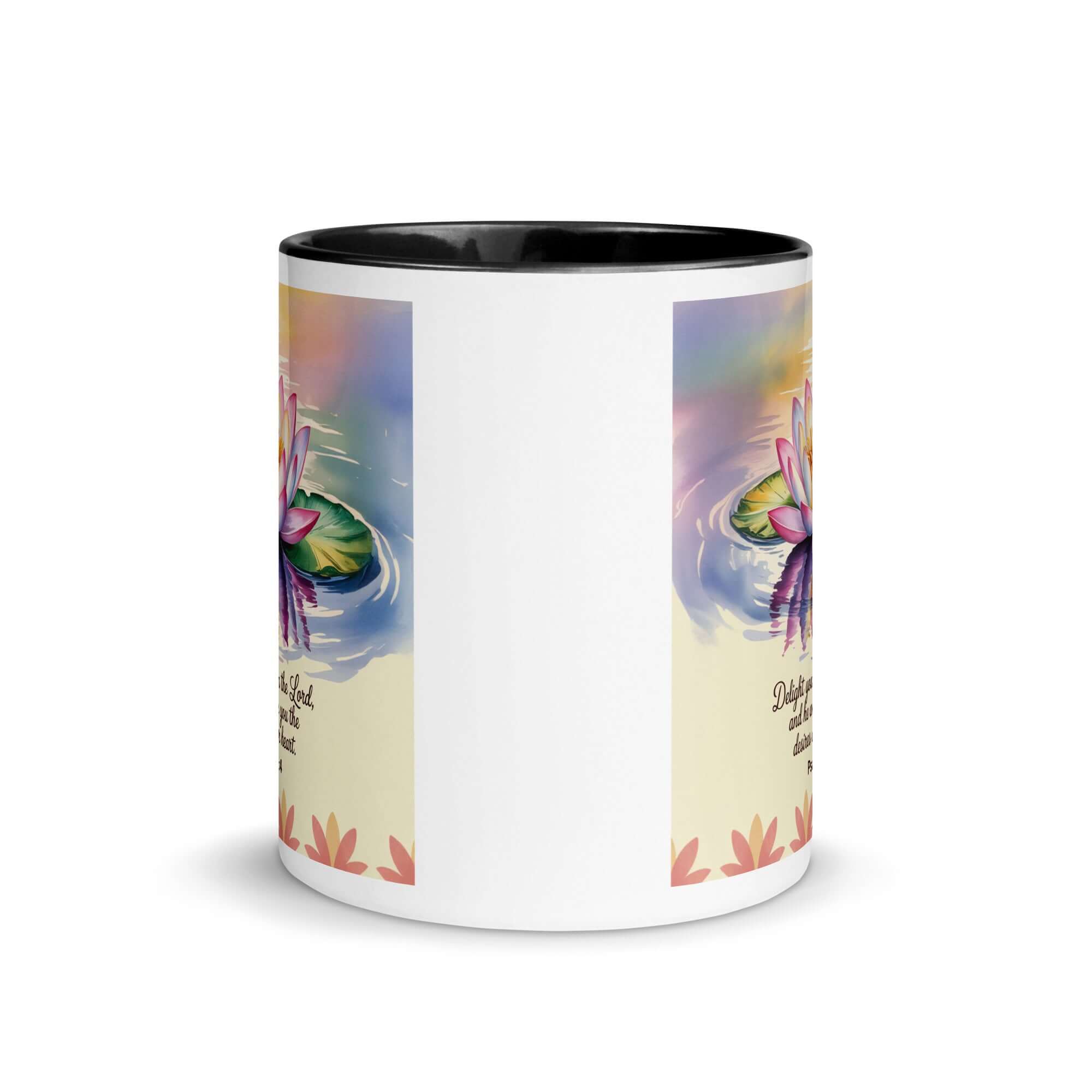 Psalm 37:4 Bible Verse, the Lord White Ceramic Mug with Color Inside