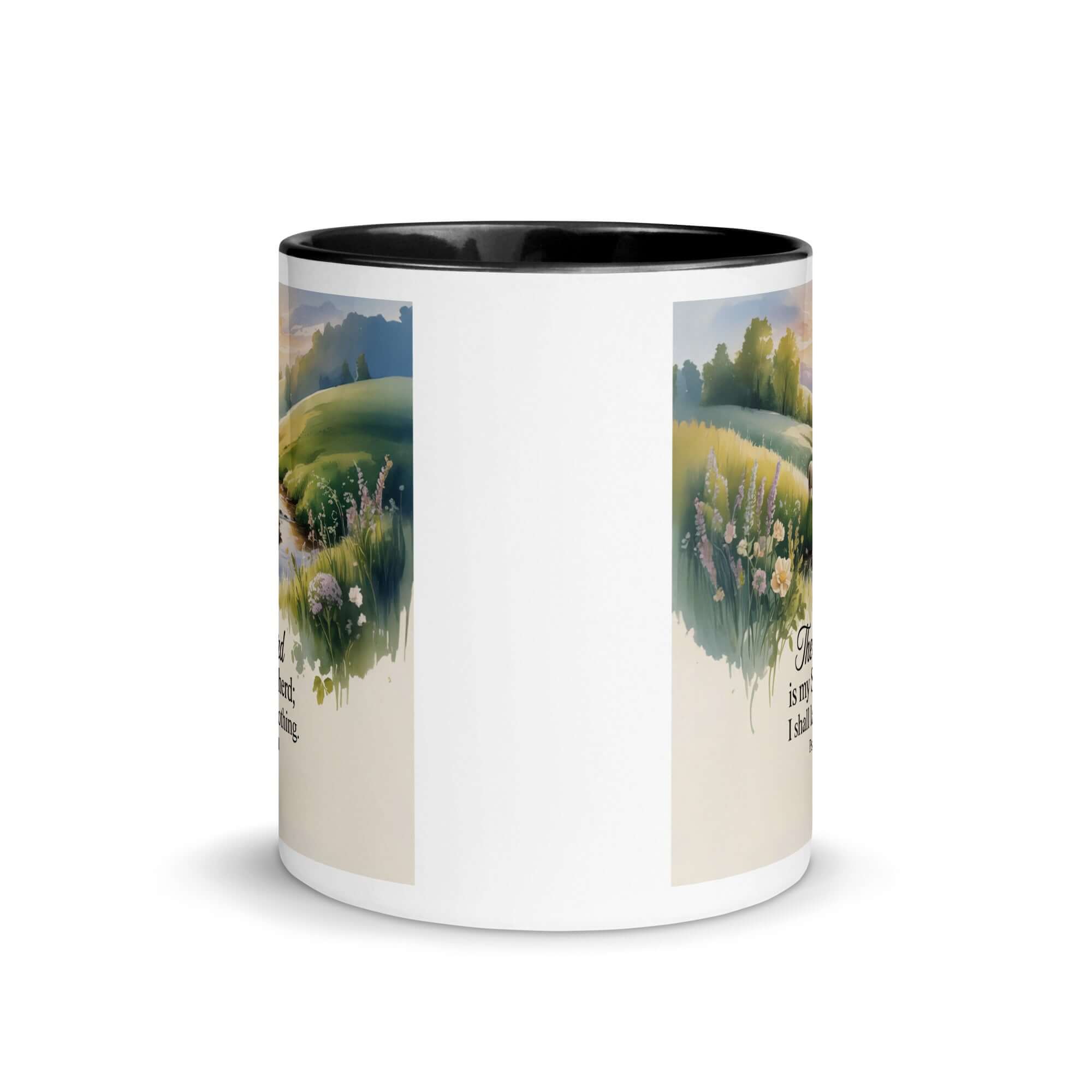 Psalm 23:1 Bible Verse, Lord White Ceramic Mug with Color Inside