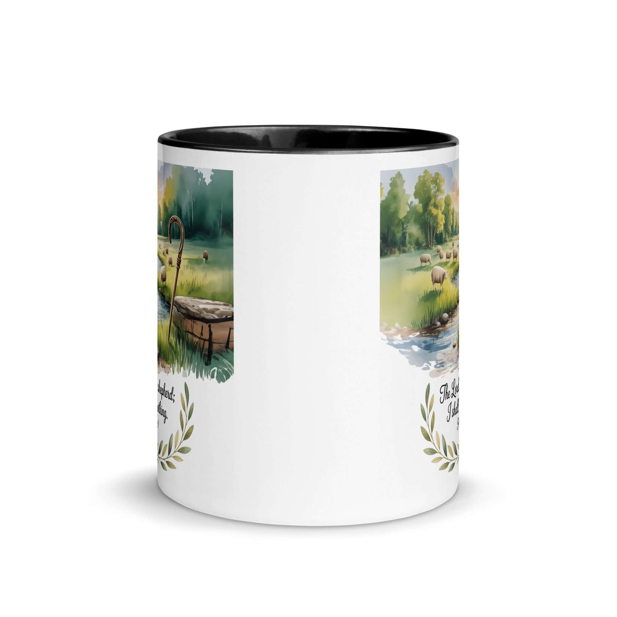 Psalm 23:1 Bible Verse, is my White Ceramic Mug with Color Inside