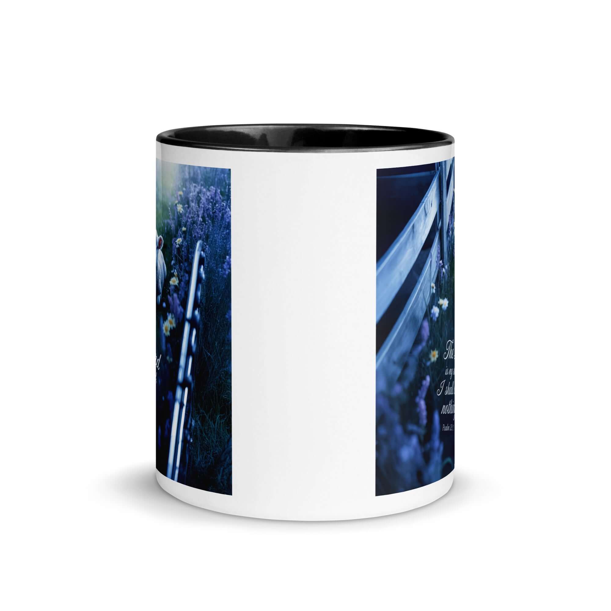 Psalm 23:1 Bible Verse, Shepherd White Ceramic Mug with Color Inside