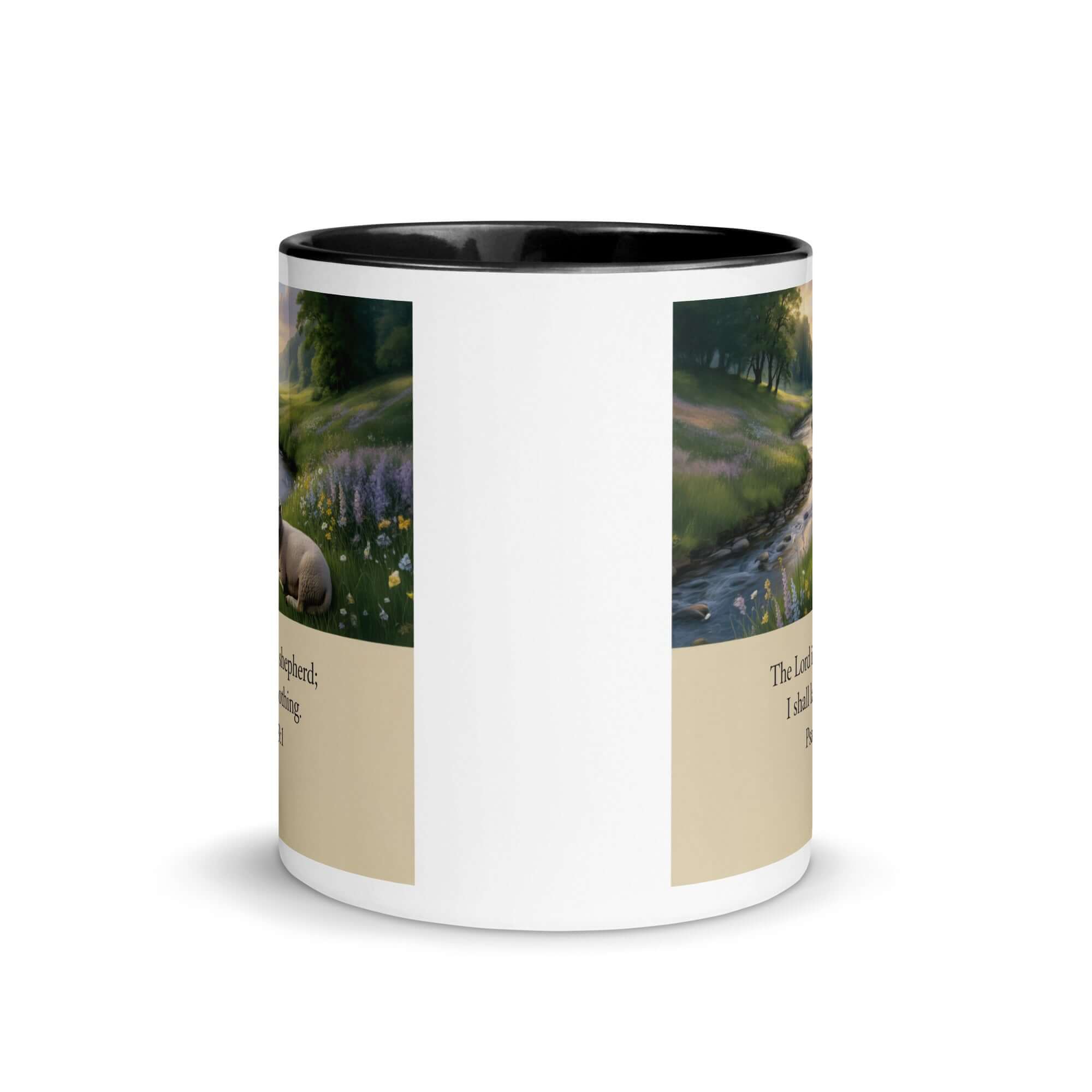 Psalm 23:1 Bible Verse, I shall White Ceramic Mug with Color Inside