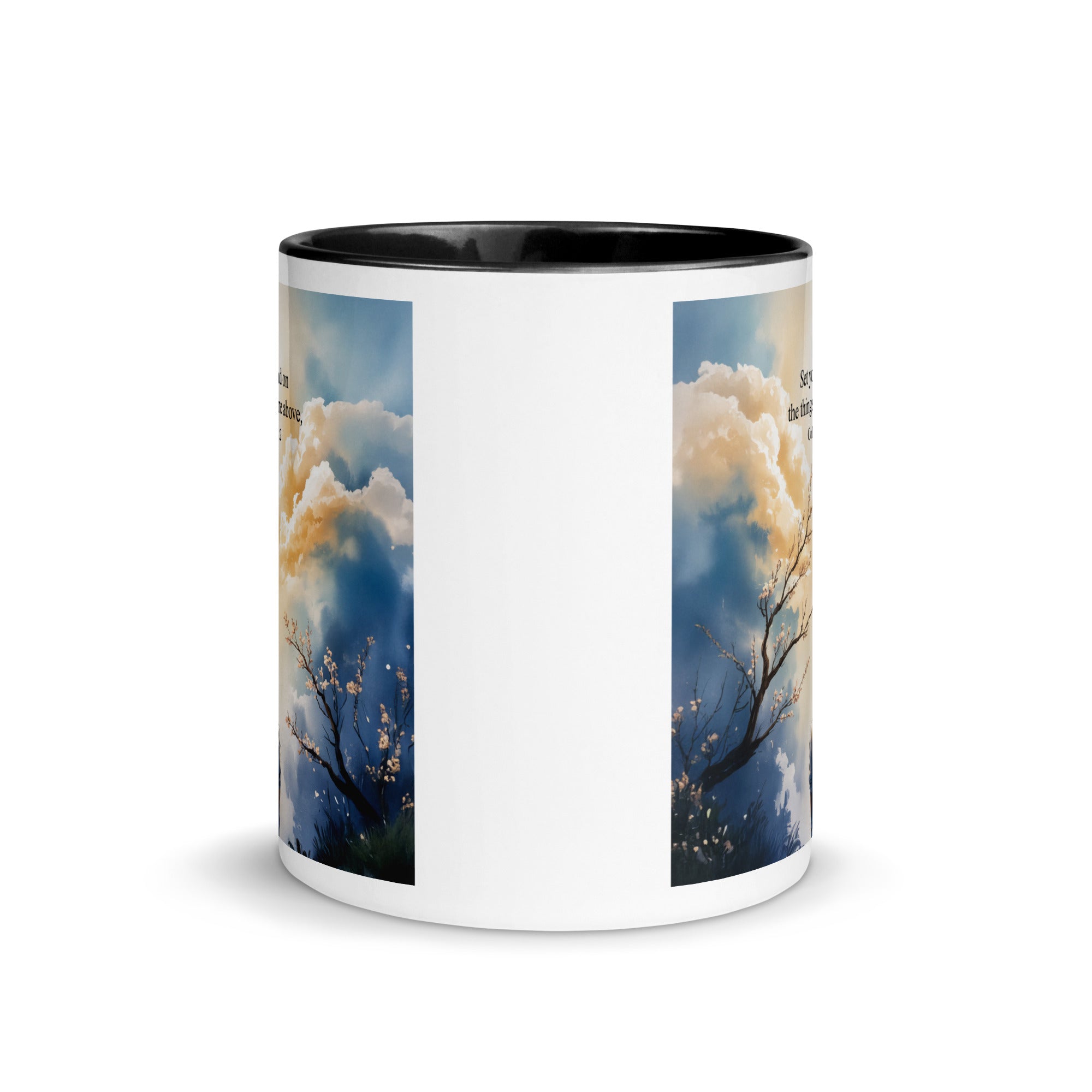 Colossians 3:2 Bible Verse the things White Ceramic Mug with Color Inside