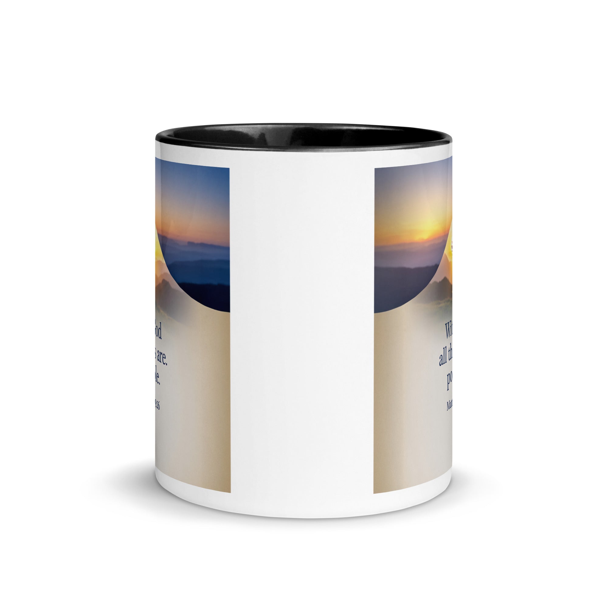 Matthew 19:26 Bible Verse at them White Ceramic Mug with Color Inside
