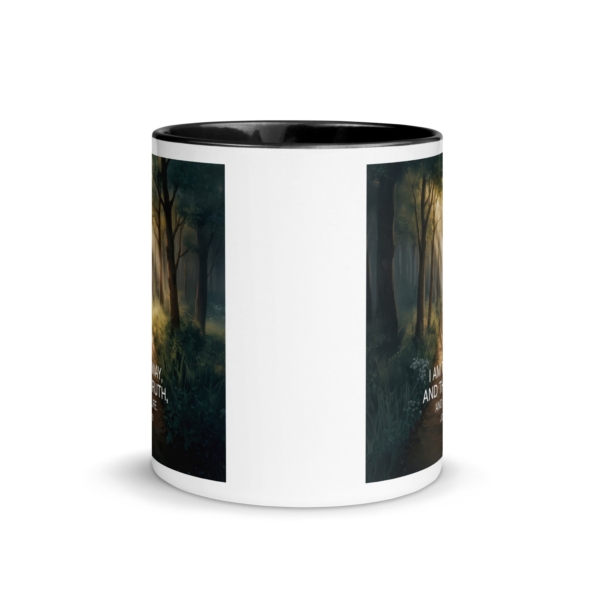 John 14:6 Bible Verse I Am White Ceramic Mug with Color Inside