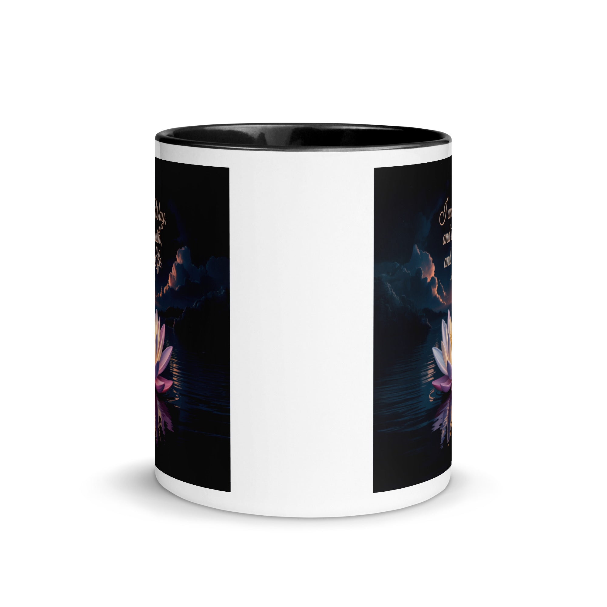 John 14:6 Bible Verse The Way White Ceramic Mug with Color Inside