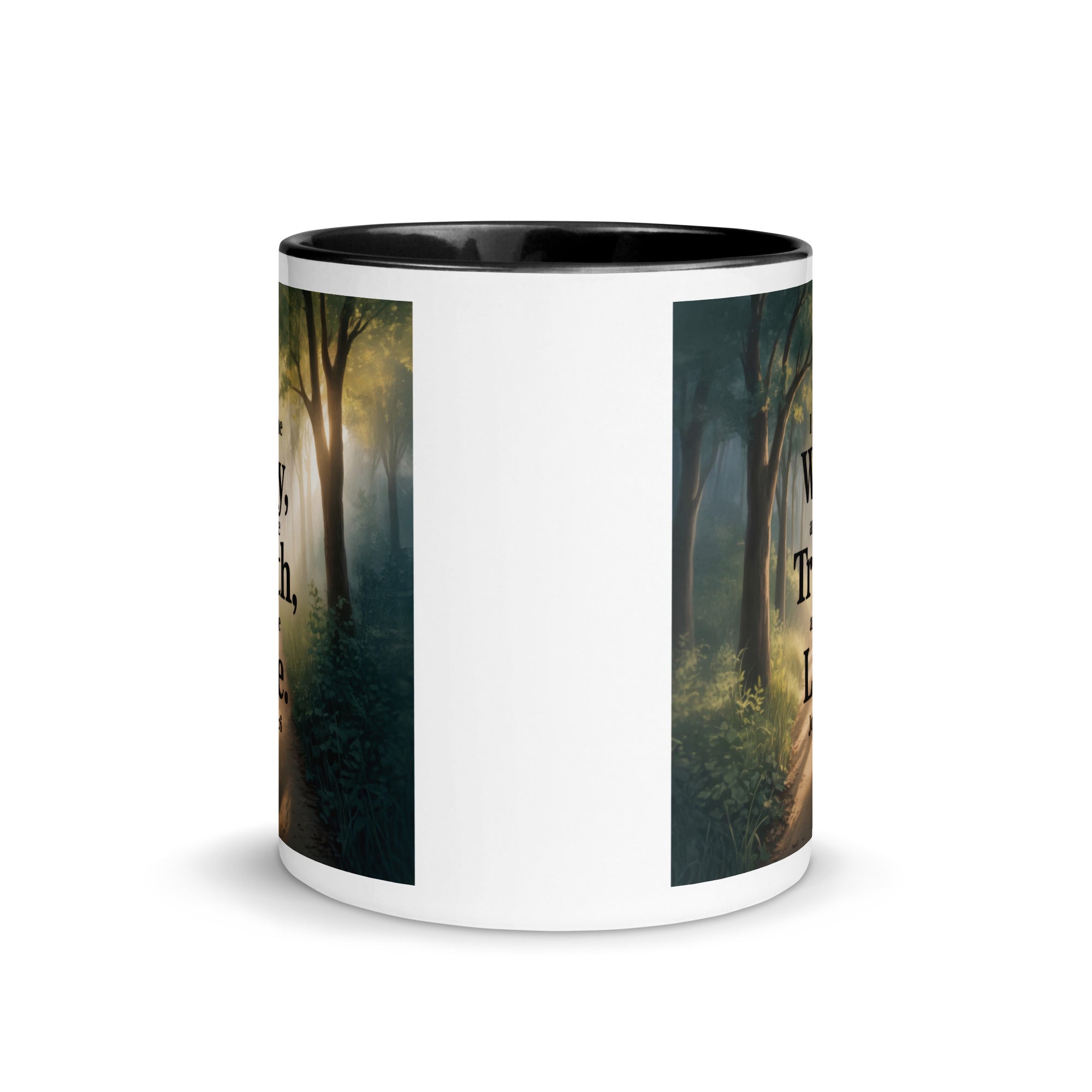 John 14:6 Bible Verse The Life White Ceramic Mug with Color Inside