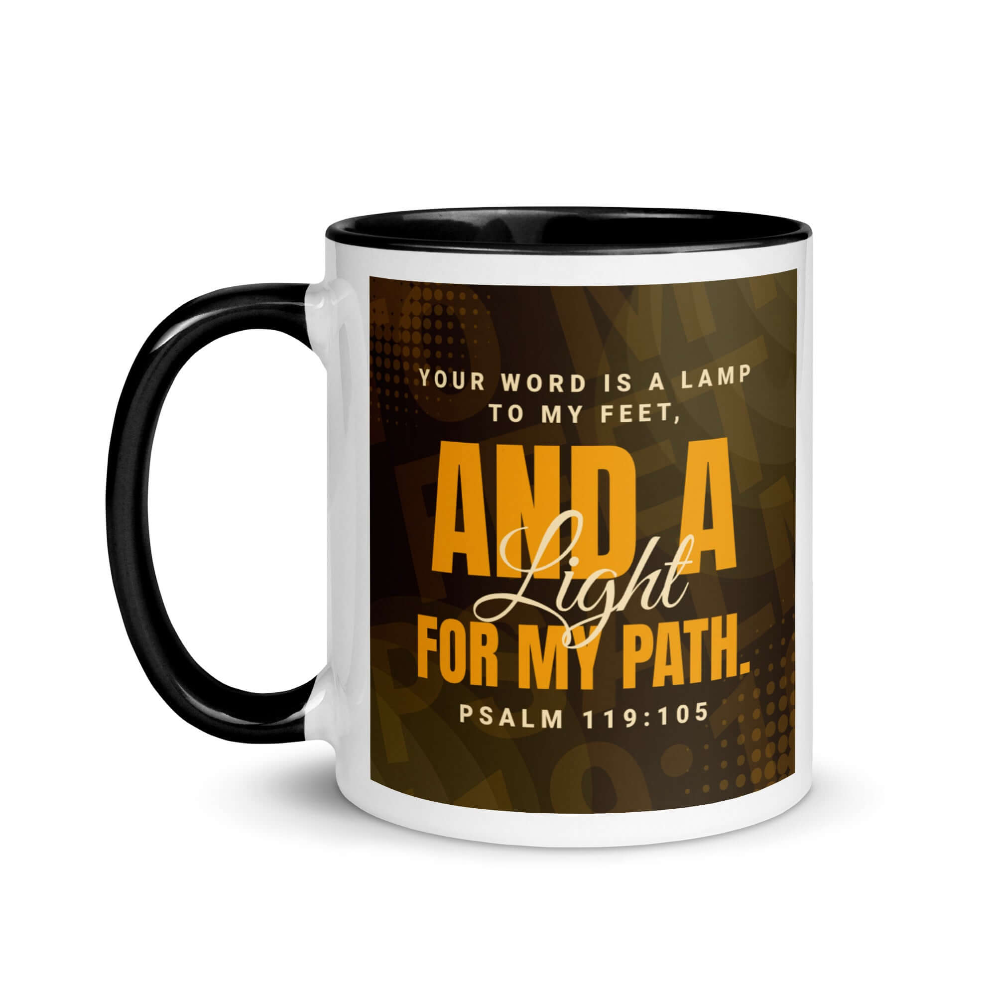 Psalm 119:105 Bible Verse, lamp to my feet White Ceramic Mug with Color Inside