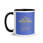 Matthew 11:29-30 Bible Verse, Take my yoke White Ceramic Mug with Color Inside