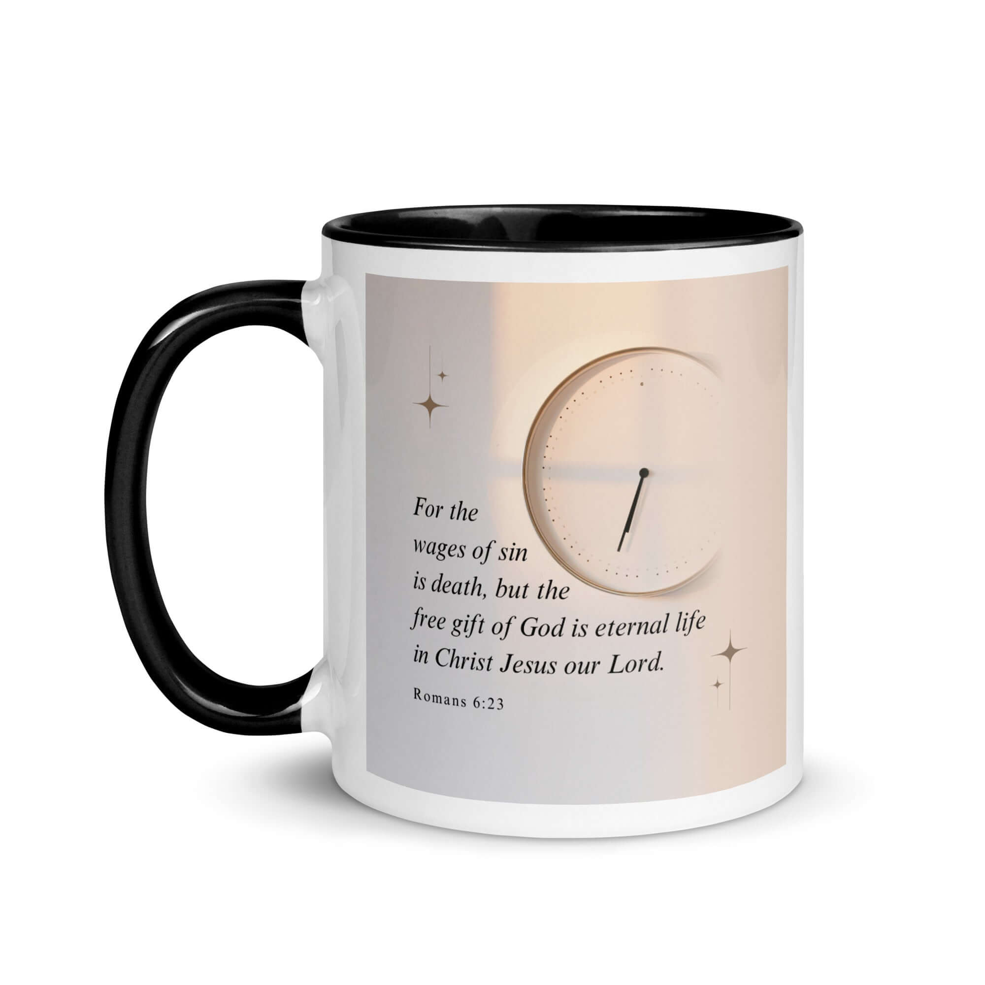 Romans 6:23 Bible Verse, our Lord White Ceramic Mug with Color Inside