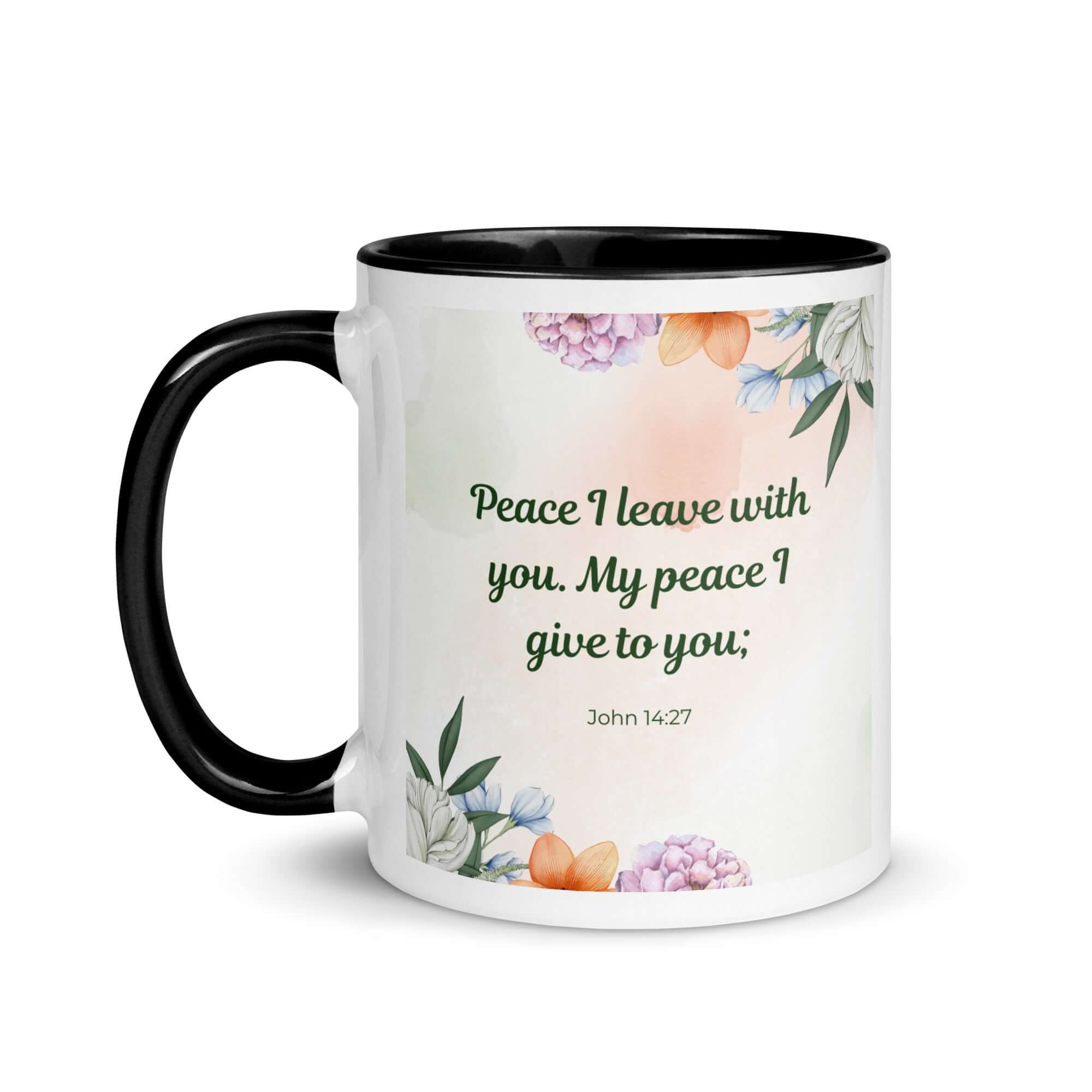 John 14:27 Bible Verse, with you White Ceramic Mug with Color Inside