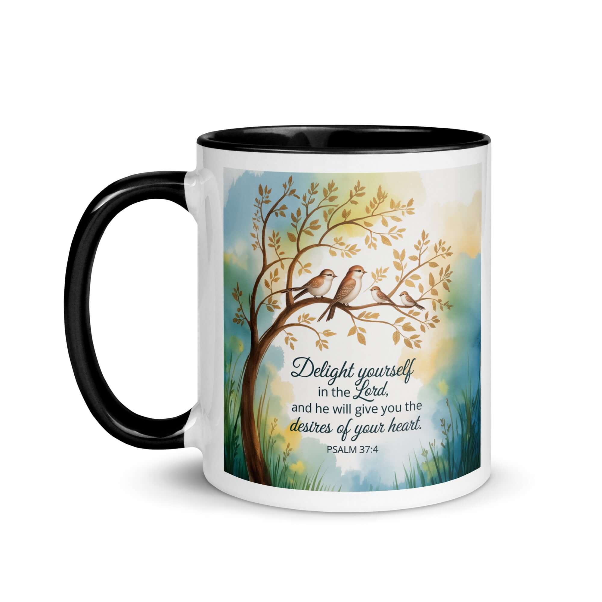 Psalm 37:4 Bible Verse, Yourself White Ceramic Mug with Color Inside