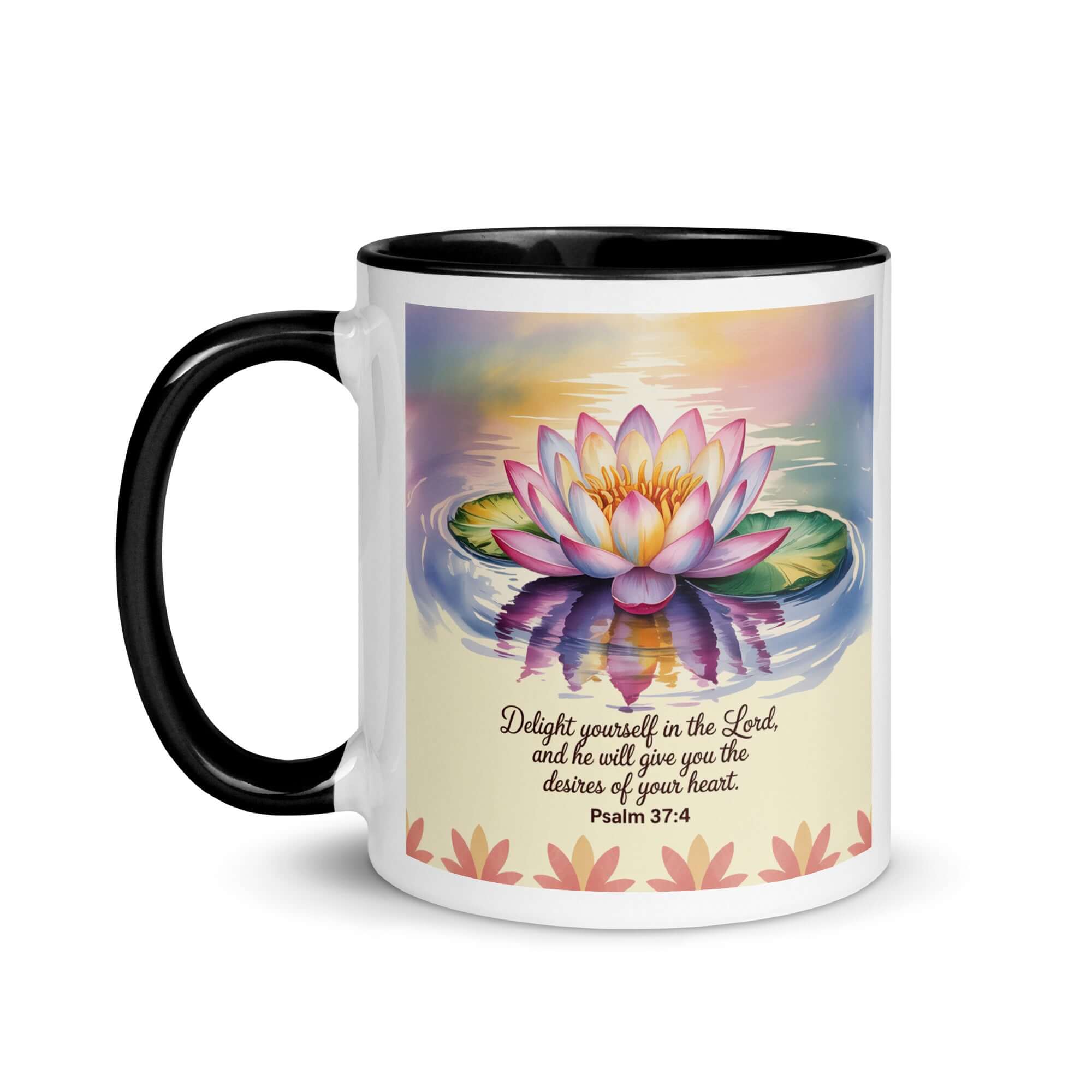 Psalm 37:4 Bible Verse, the Lord White Ceramic Mug with Color Inside